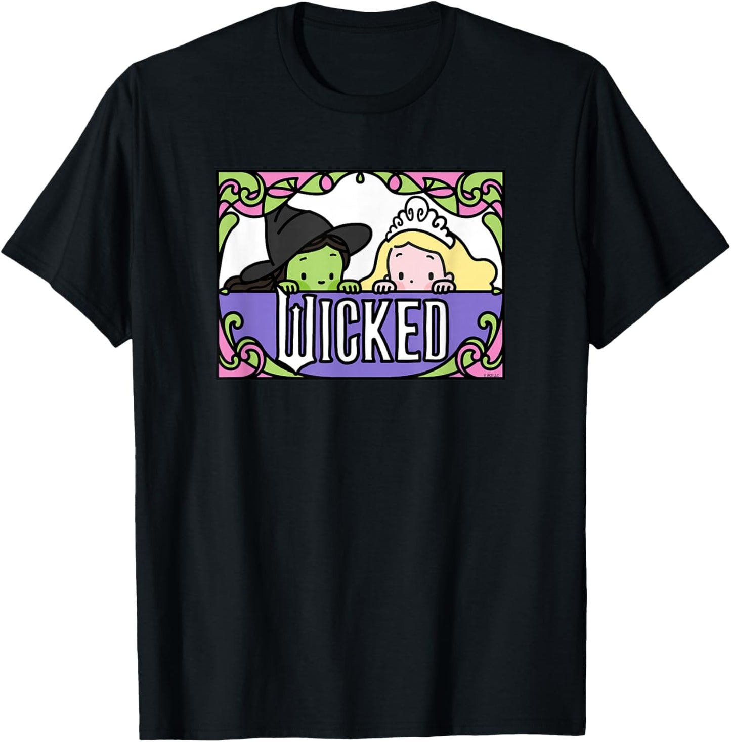 Wicked Elphaba & Glinda Peaking Playful Cartoon Style