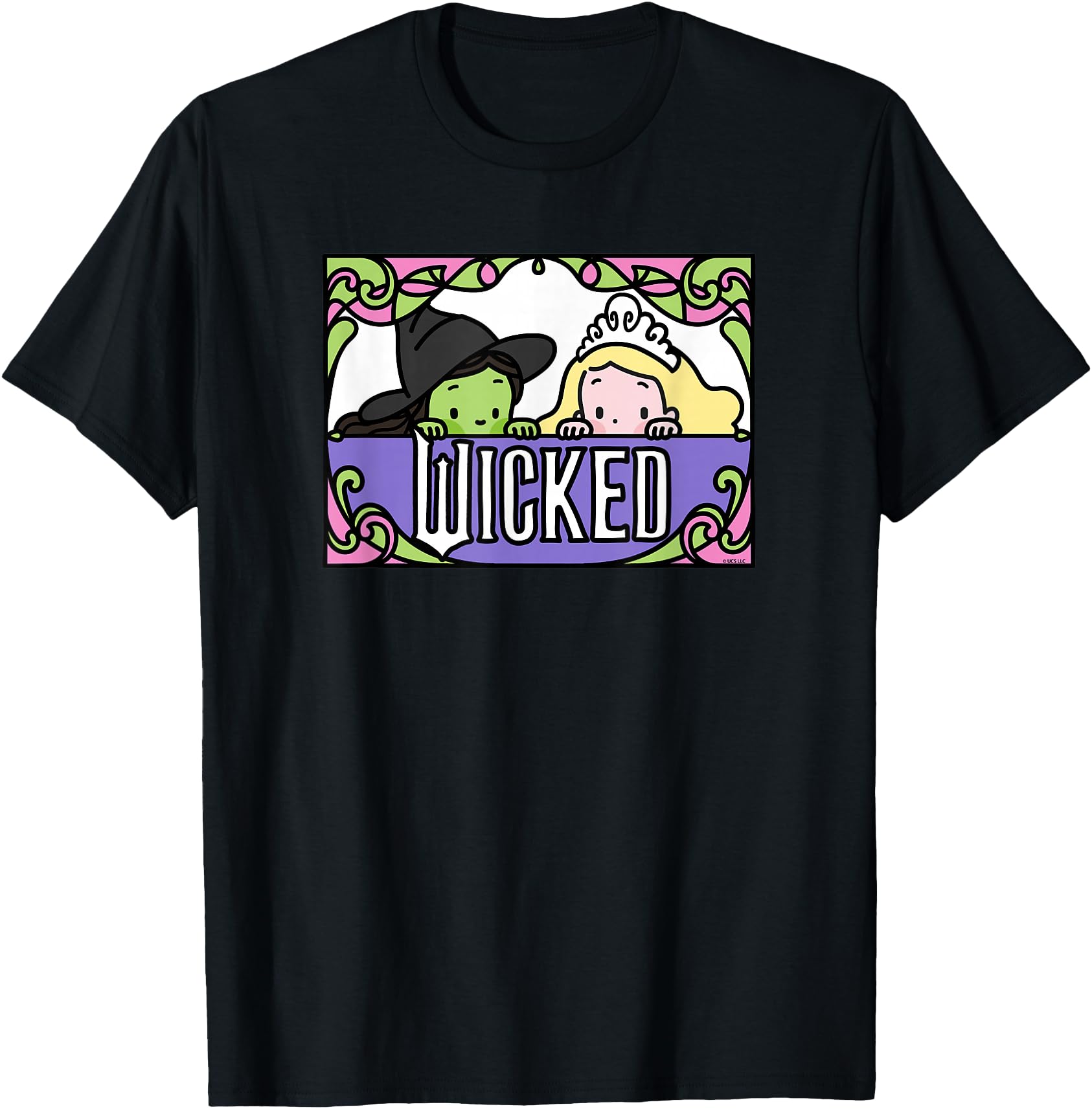Wicked Elphaba & Glinda Peaking Playful Cartoon Style