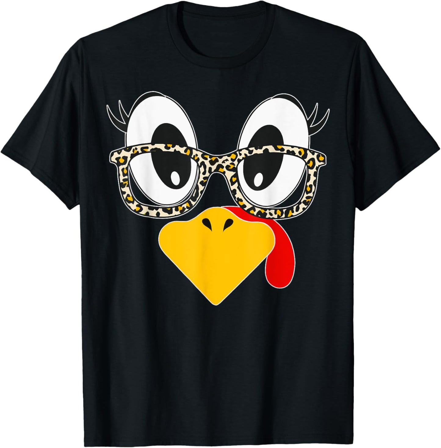Thanksgiving Turkey Face Leopard Glasses Couple Women Girls