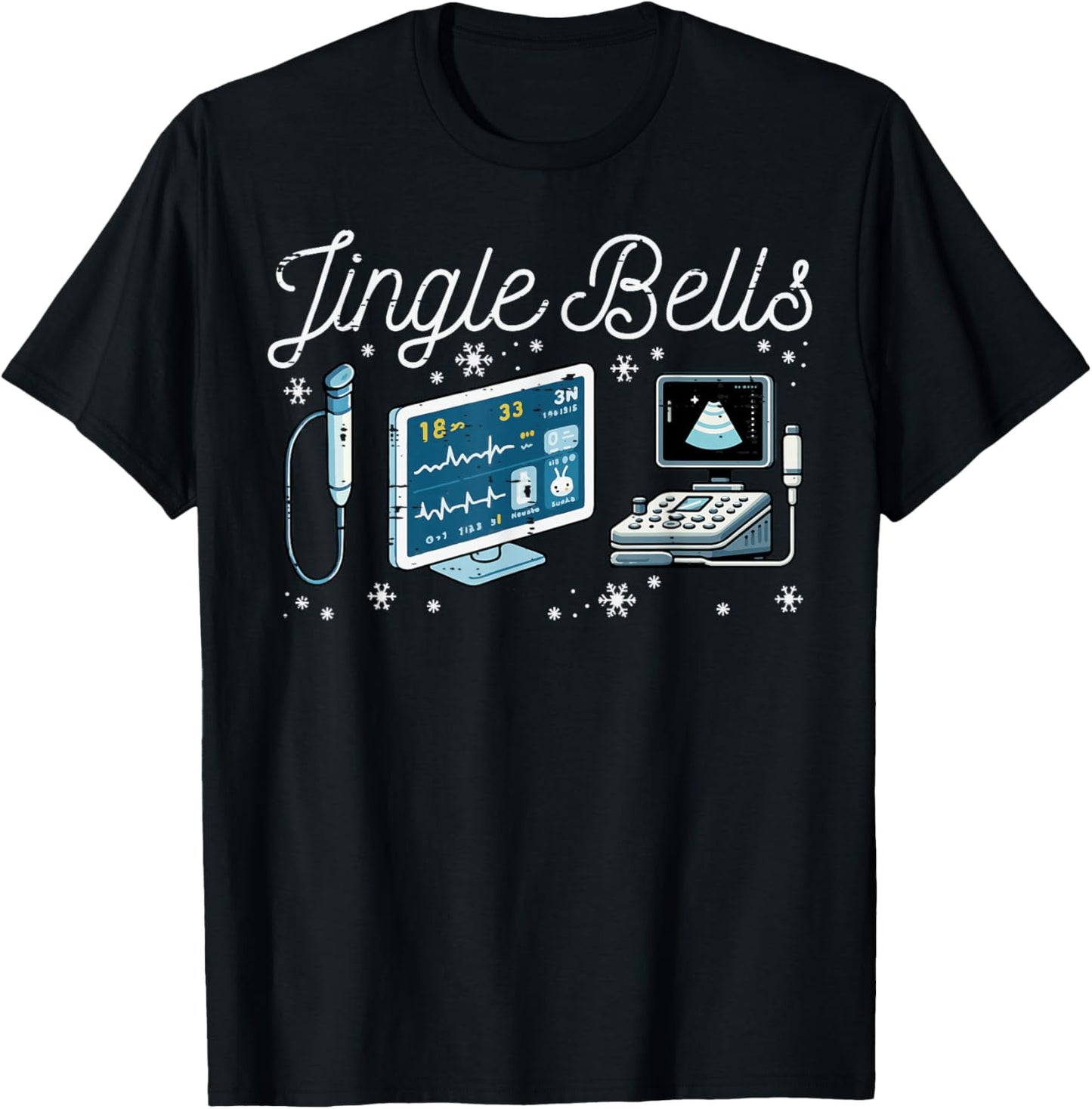 Christmas Nurse Telemetry Jingle Bells Xmas Scrub Top Women