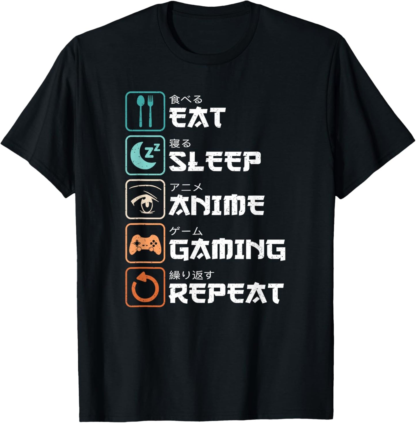 Eat Sleep Anime Gaming Repeat Manga Funny Gamer Men Boys