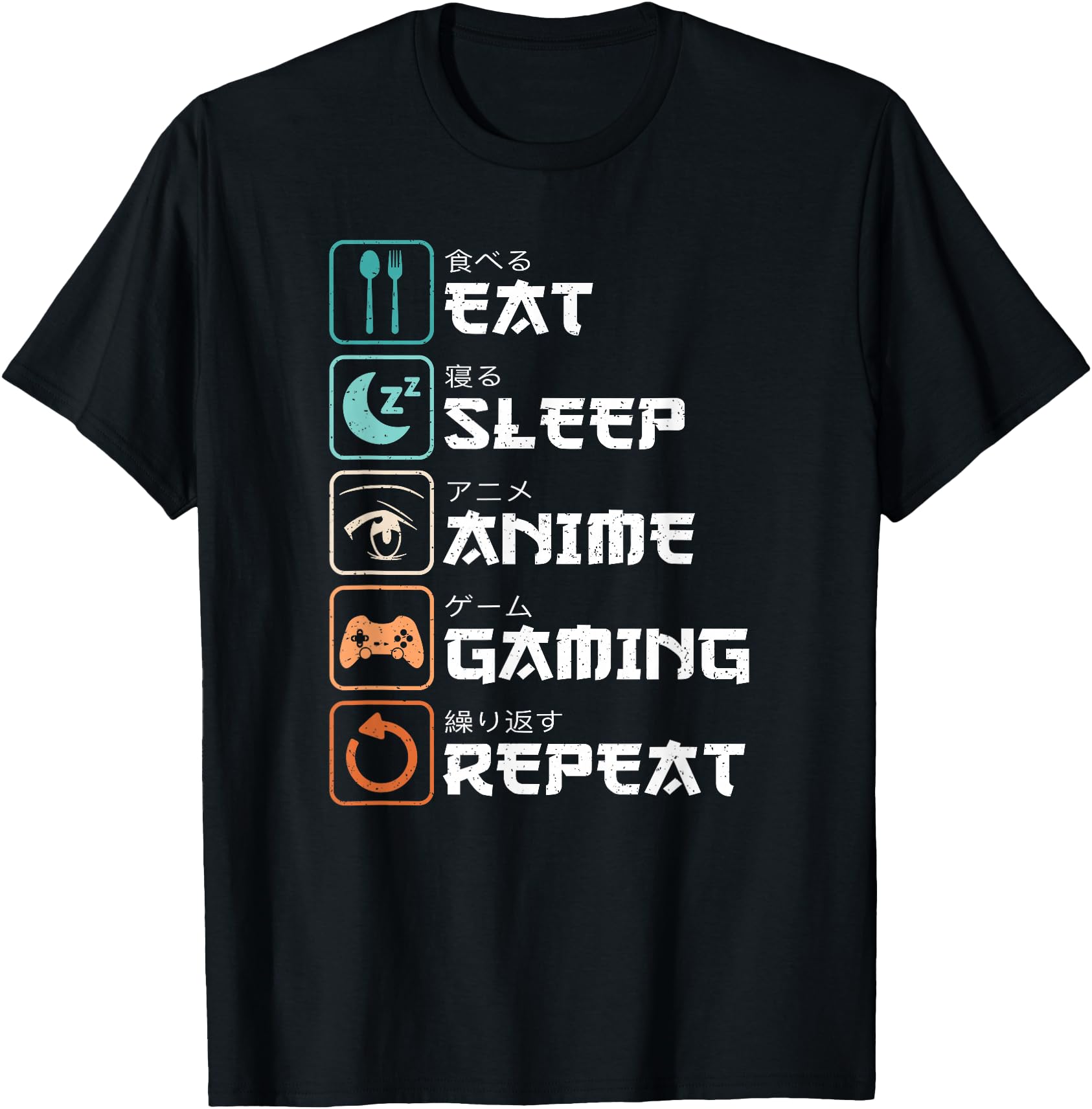 Eat Sleep Anime Gaming Repeat Manga Funny Gamer Men Boys