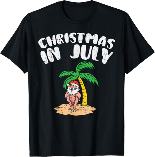 Christmas In July Santa Palm Tree Beach Summer Tropical Xmas