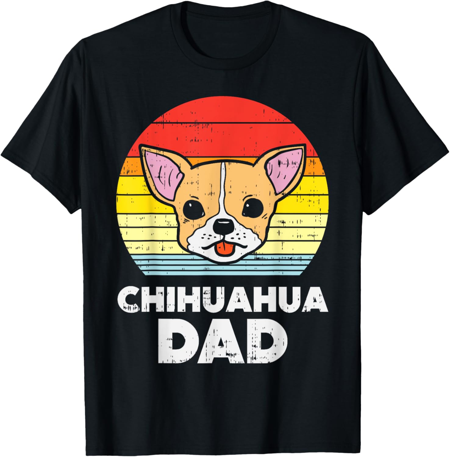 Chihuahua Dad Sunset Retro Chiwawa Dog Owner Lover Men Gift T-Shirt