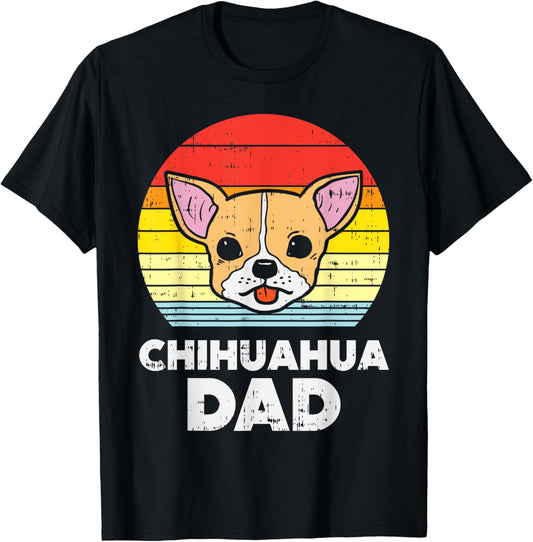 Chihuahua Dad Sunset Retro Chiwawa Dog Owner Lover Men Gift T-Shirt
