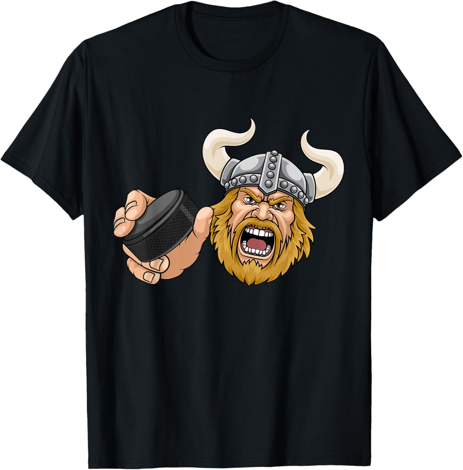 Viking Ice Hockey Puck Cartoon Character Man
