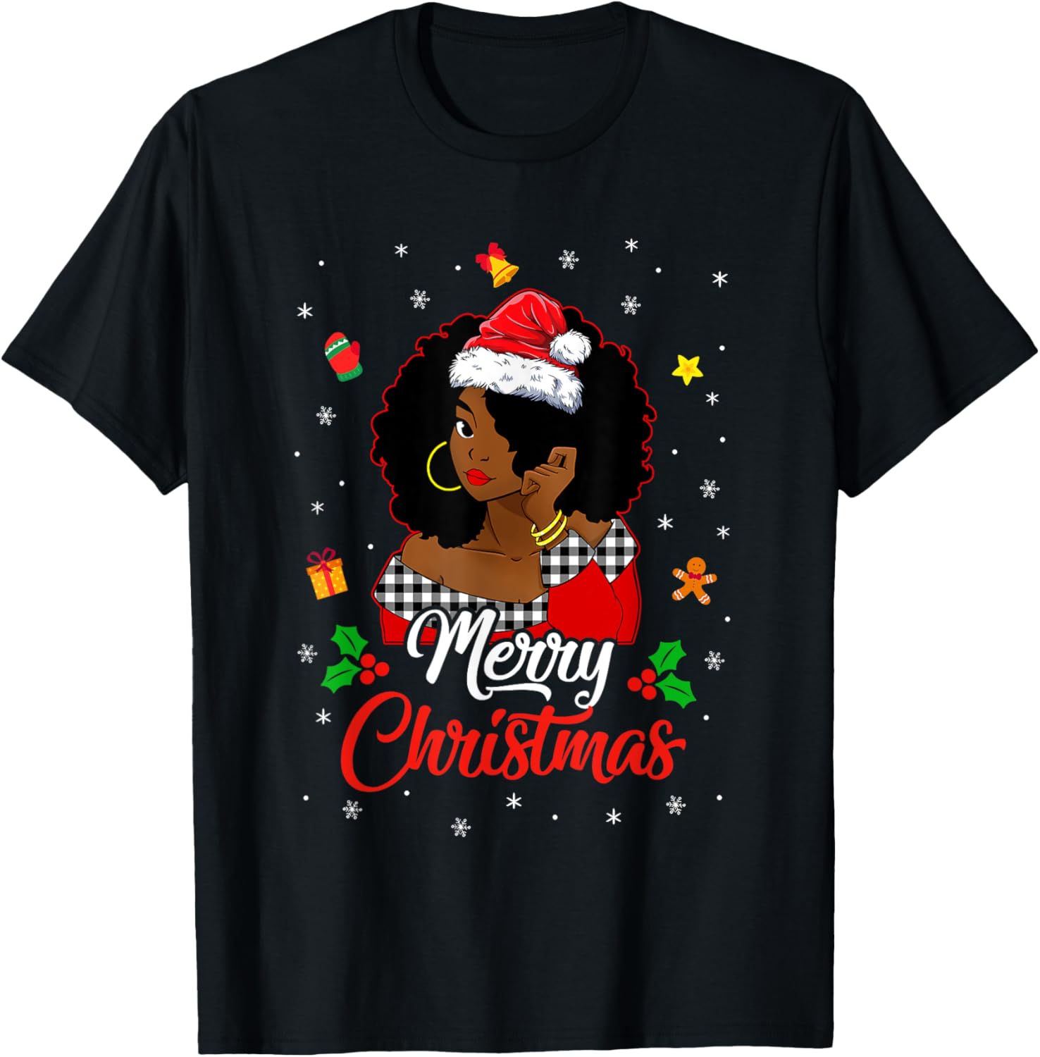 Black African Girl American Melanin Christmas Santa Hat Xmas