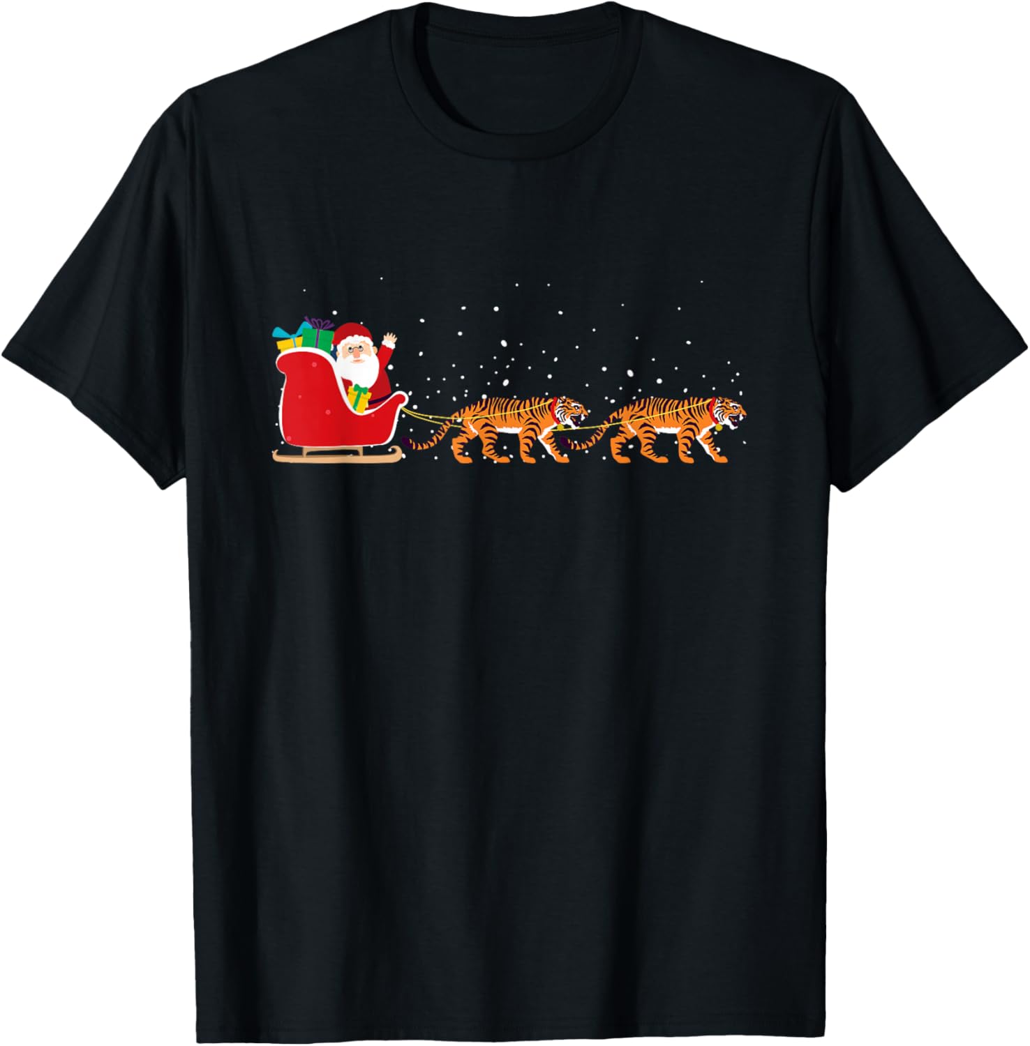 Tiger Santa Christmas Sleigh - Funny Tiger Xmas