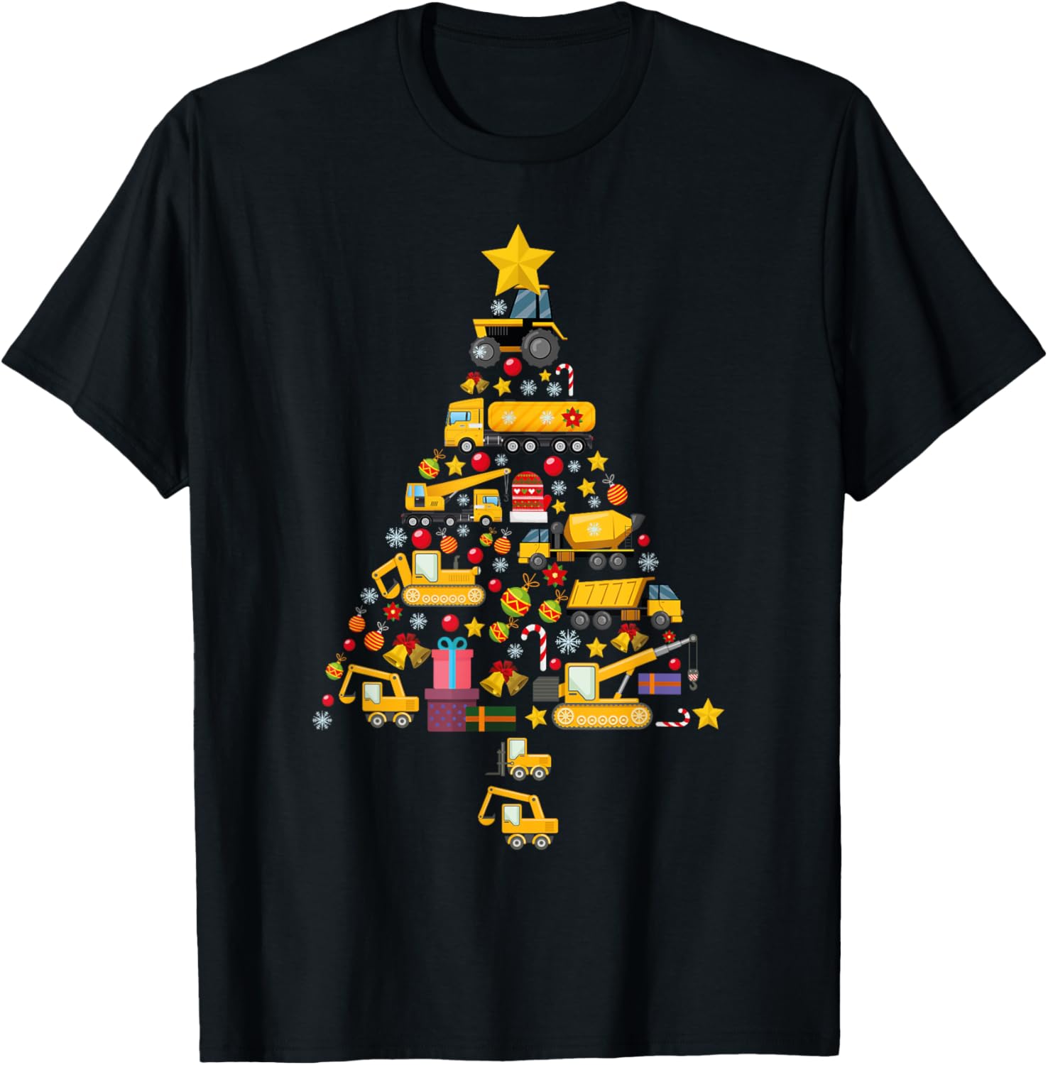 Funny Construction Trucks Christmas Tree Xmas Men Kids Women
