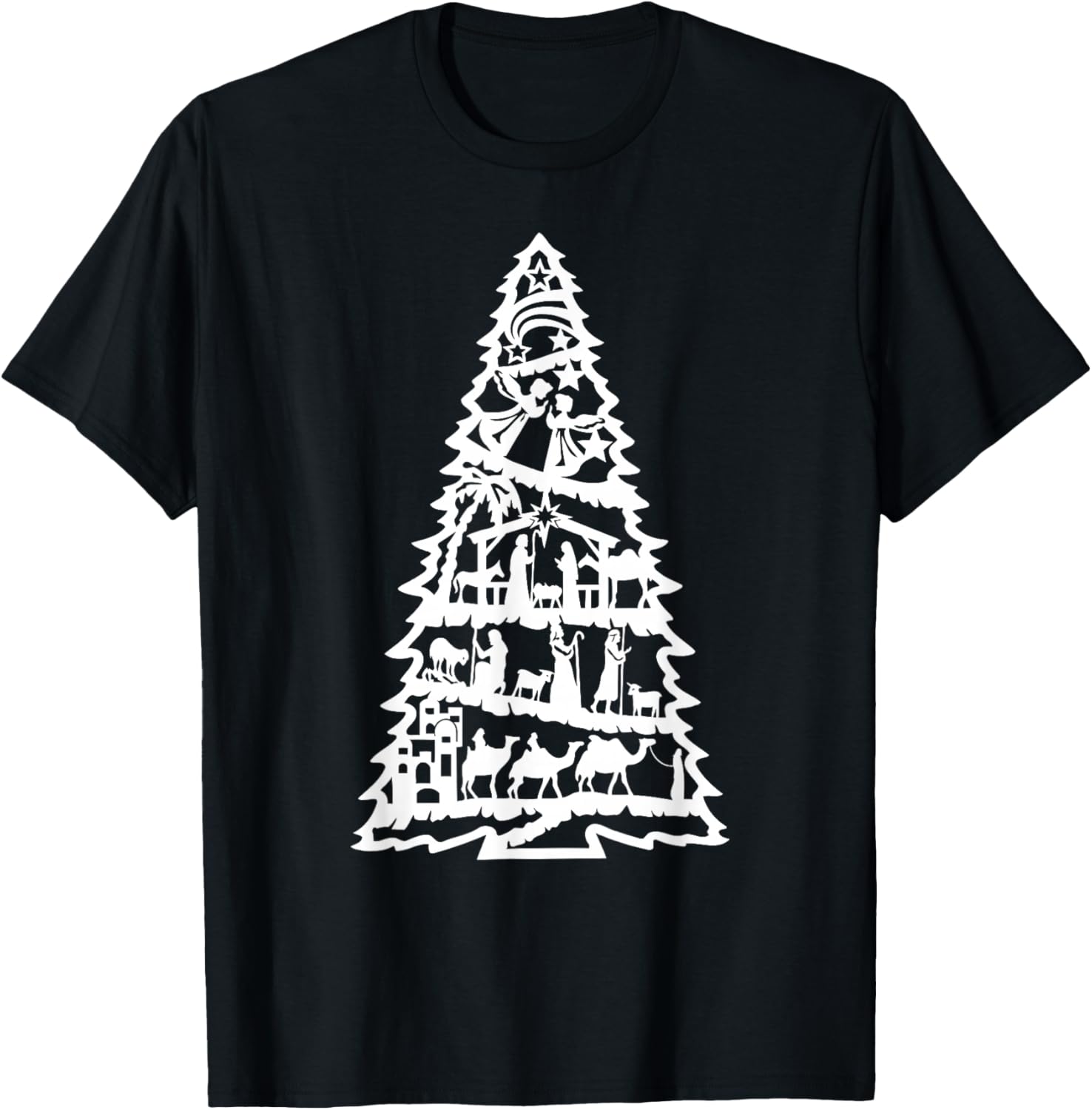 Christian Christmas Nativity Scene Xmas Tree