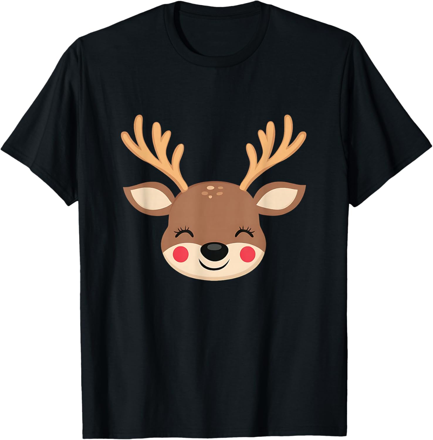 Reindeer Gifts Unisex-Kids Winter Classic Cartoon T-Shirt, Small, Black, Short Sleeve