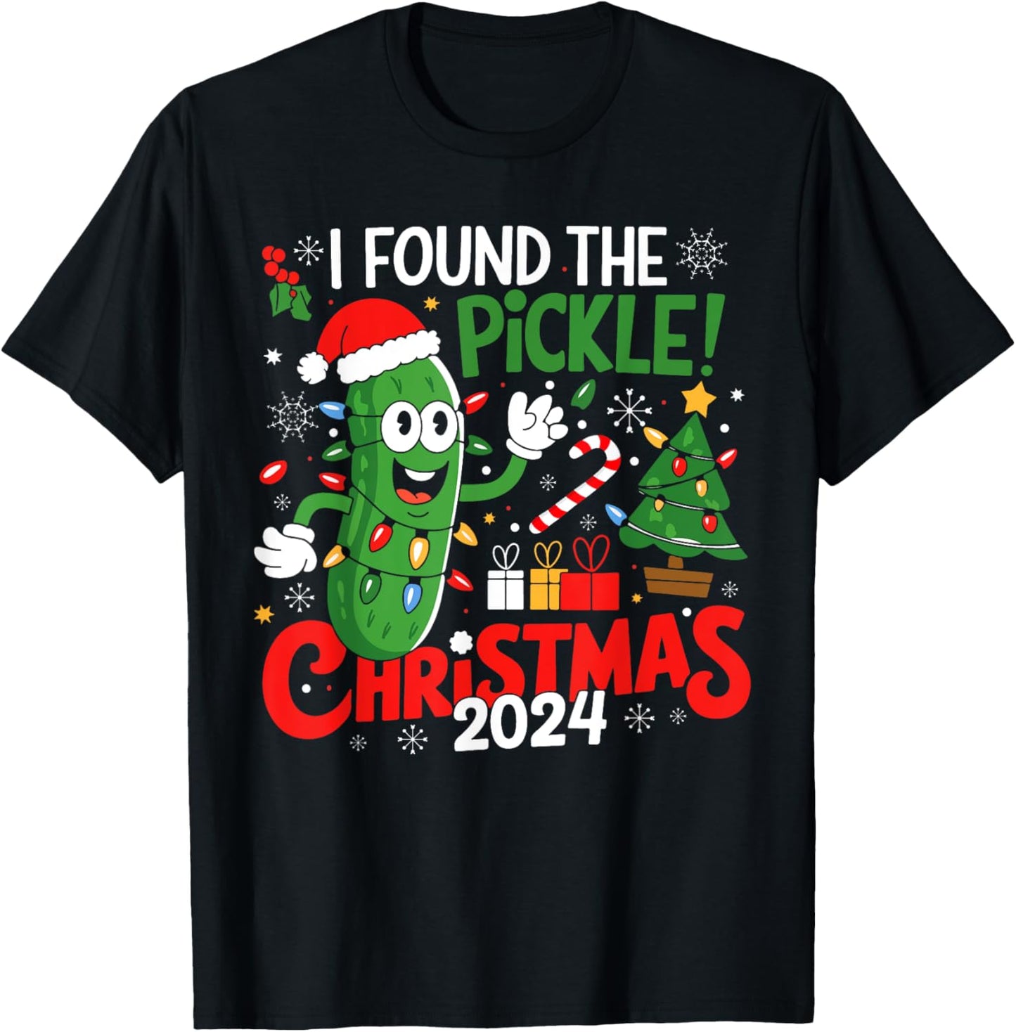 I Found The Christmas Pickle Xmas Tees Unisex Adult Black Small Modern Classic Crew Neck Long Sleeve T-Shirt Funny Christmas