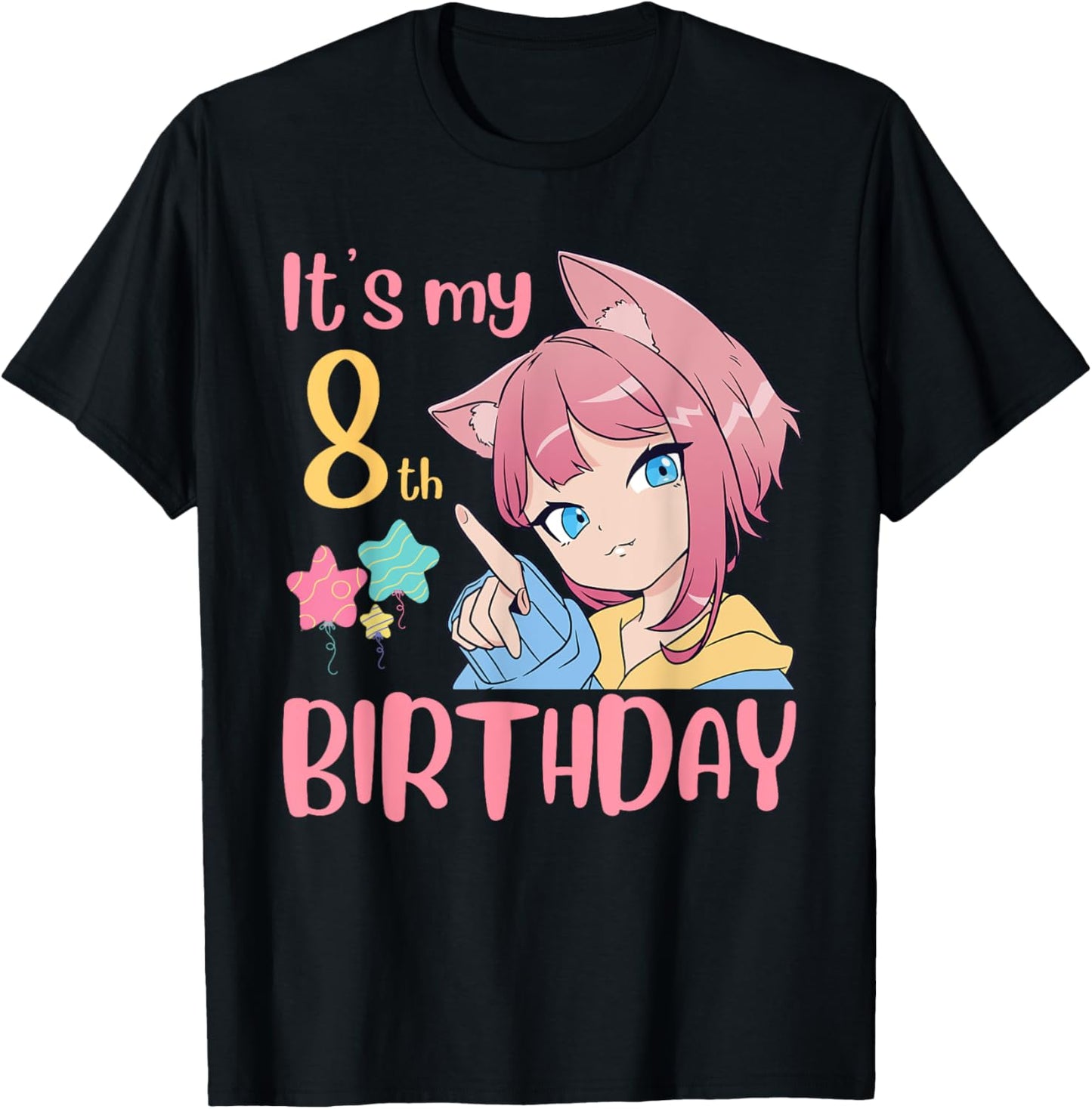 It's My 8th Birthday Anime Birthday Girl 8 Years Old Bday