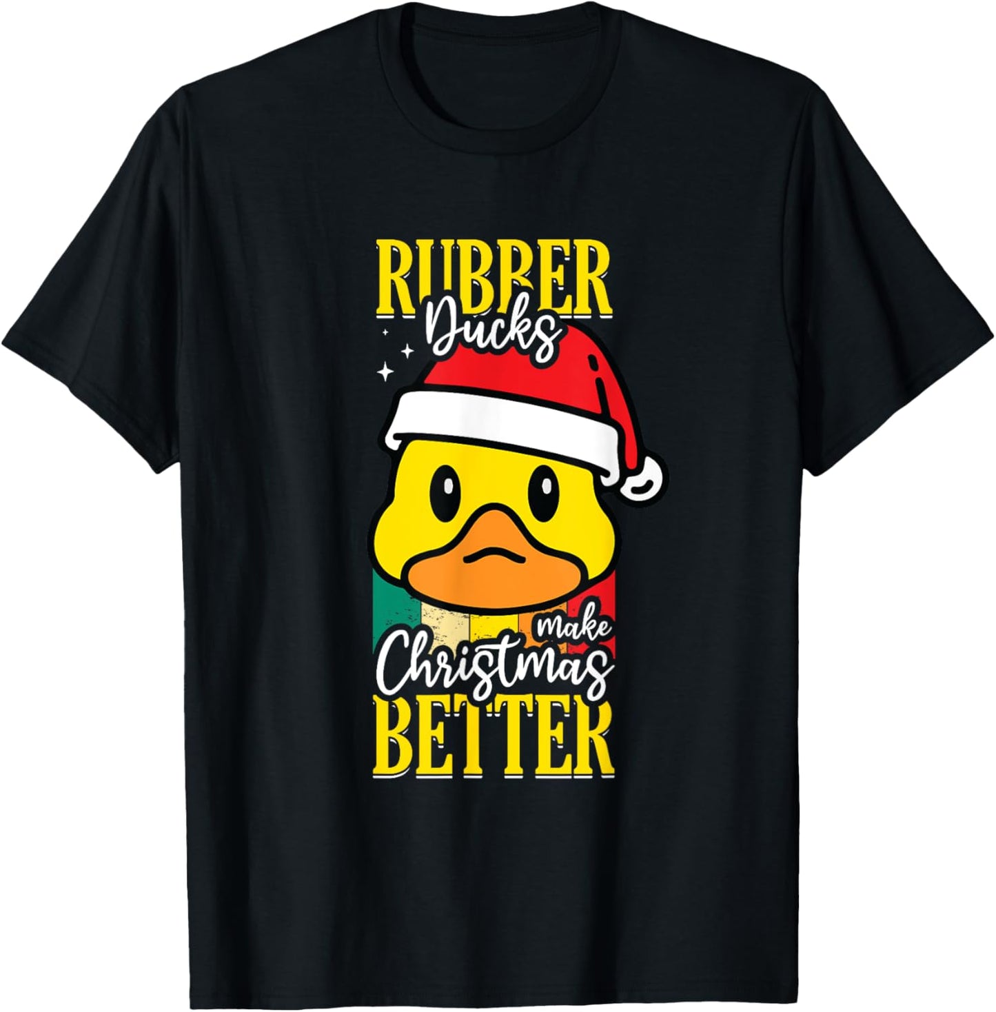 Santa Ducky Xmas Duckie Christmas Rubber Duck T-Shirt - Unisex-Adults & Kids - Black - Small - Short Sleeve - T-Shirt - Christmas