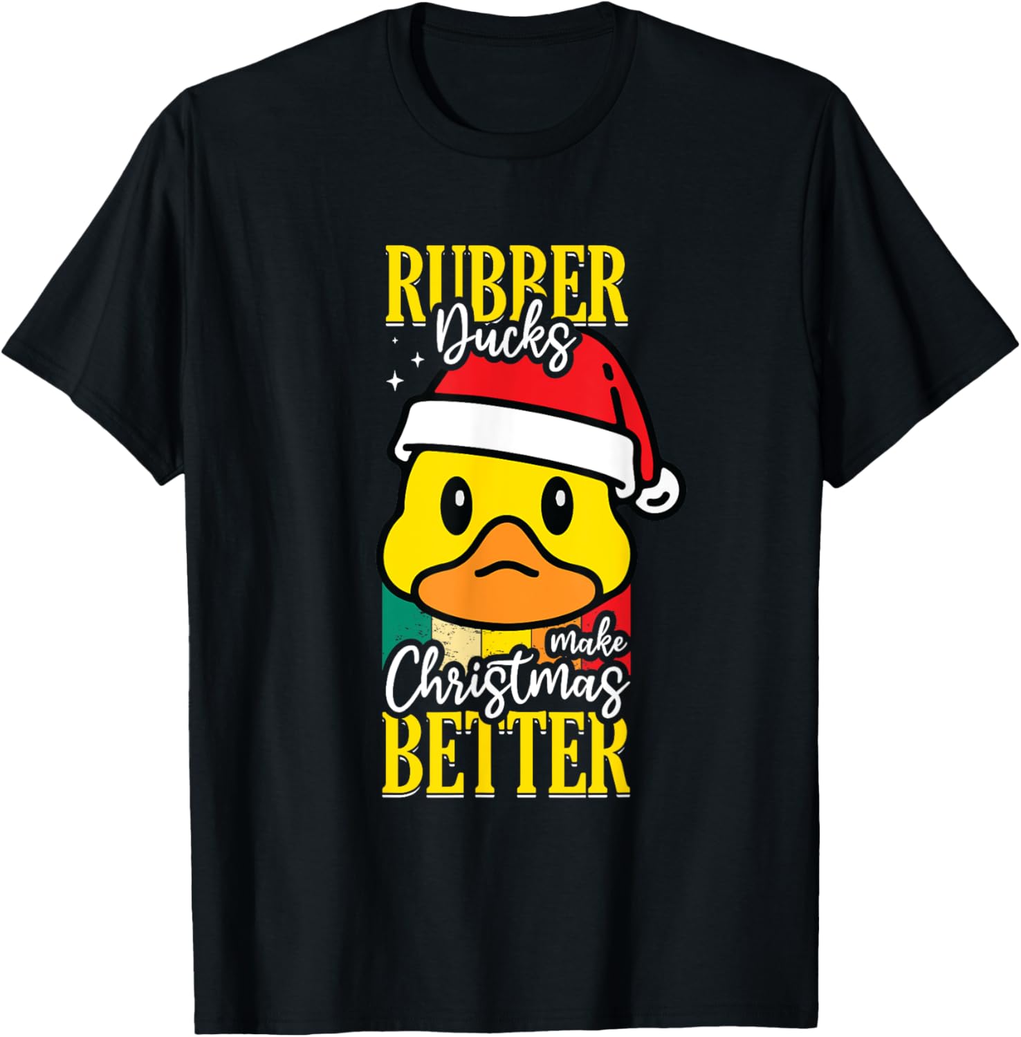 Santa Ducky Xmas Duckie Christmas Rubber Duck T-Shirt - Unisex-Adults & Kids - Black - Small - Short Sleeve - T-Shirt - Christmas
