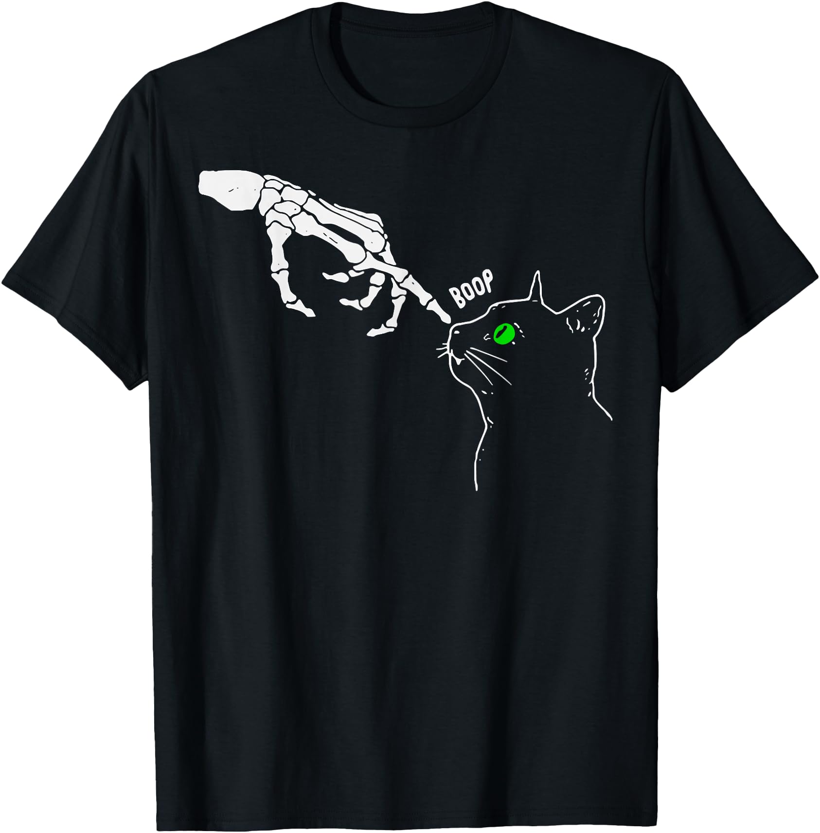 Skeleton Hand Boop On A Cat's Nose Funny Halloween Graphic