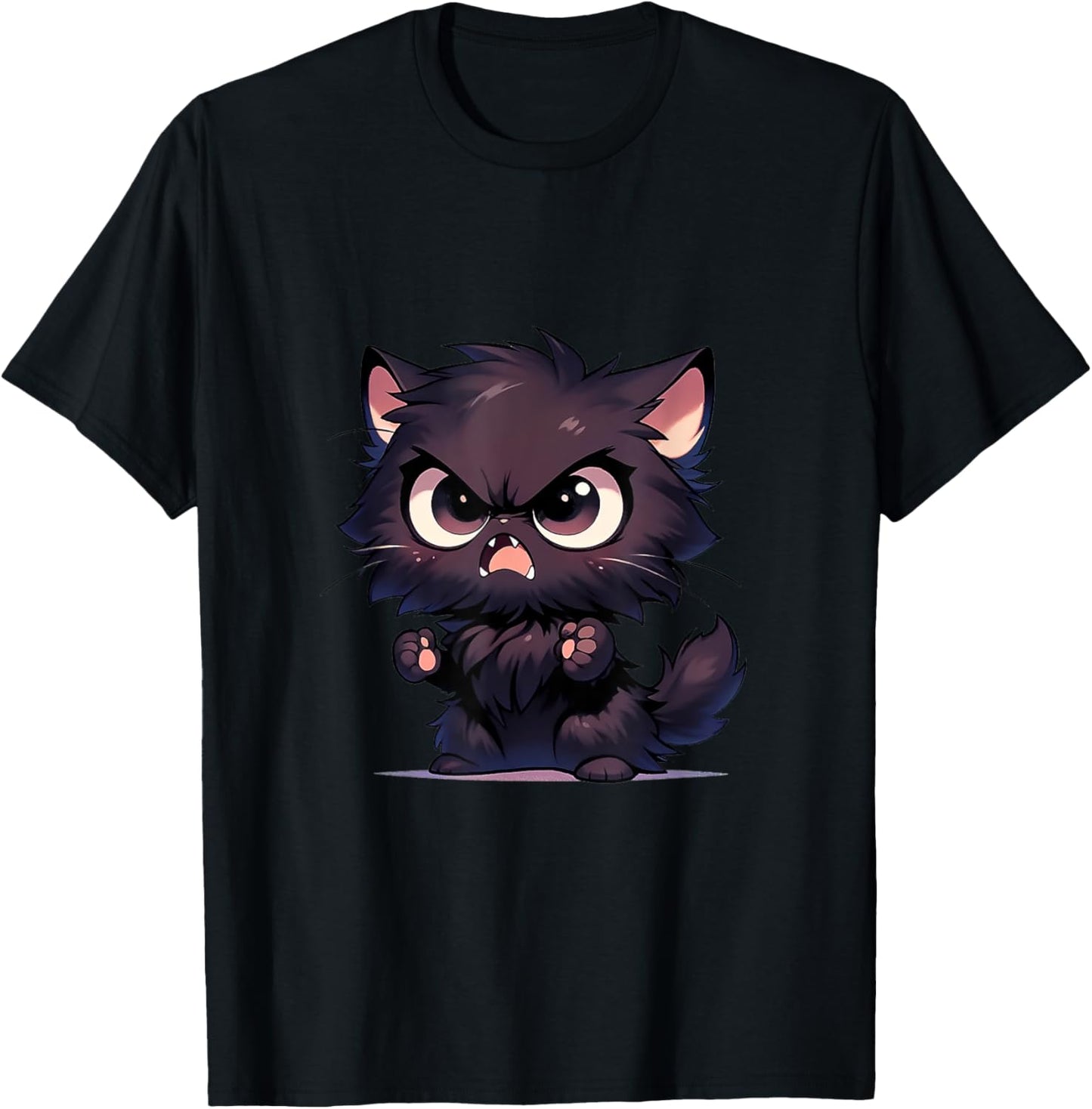 Cute Little Angry Kitten Chibi Funny Shape.