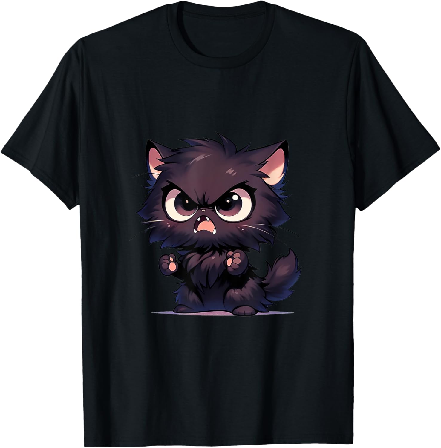Cute Little Angry Kitten Chibi Funny Shape.