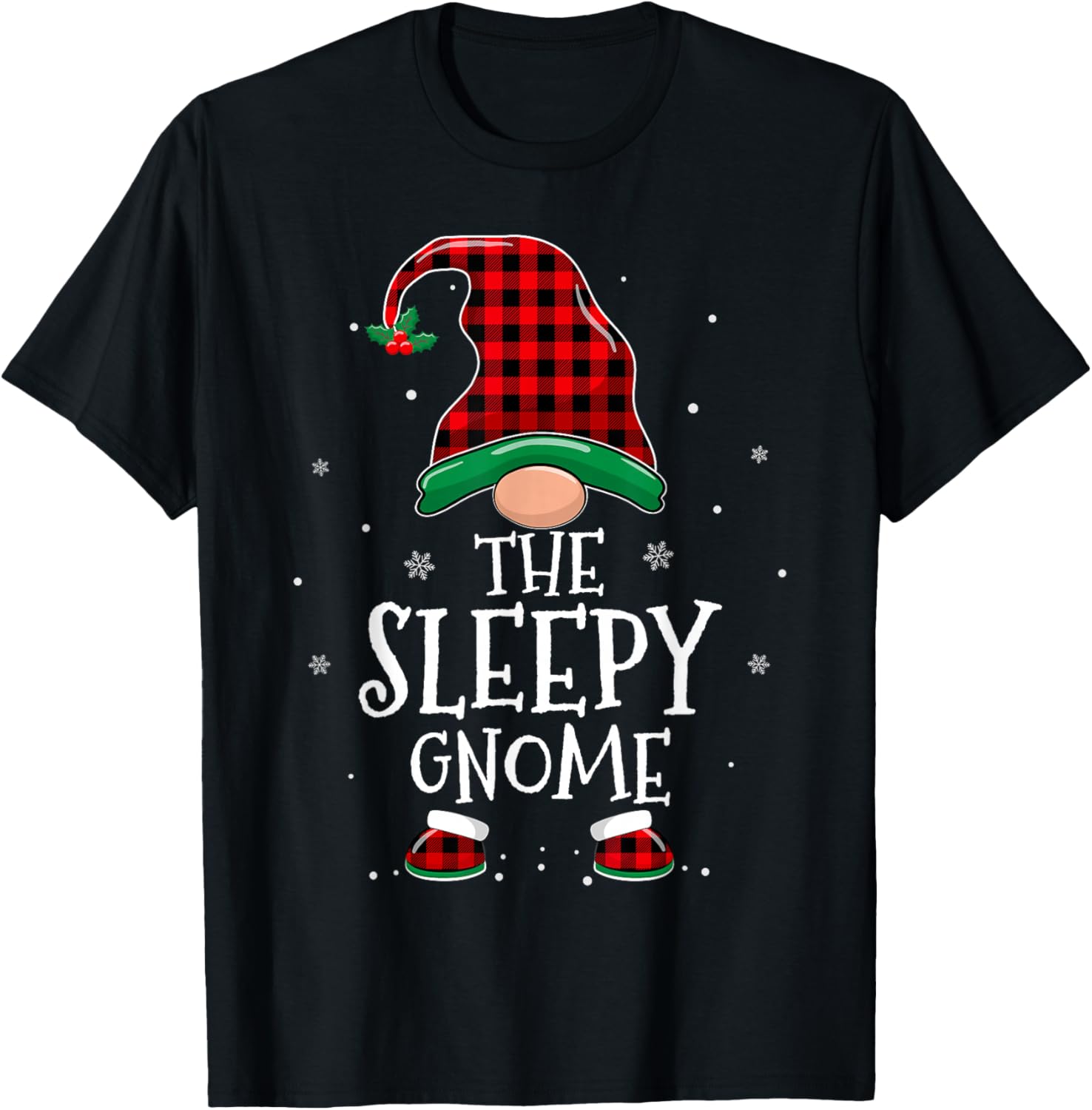 Sleepy Gnome Xmas Family Matching Red Plaid Christmas Gnomes