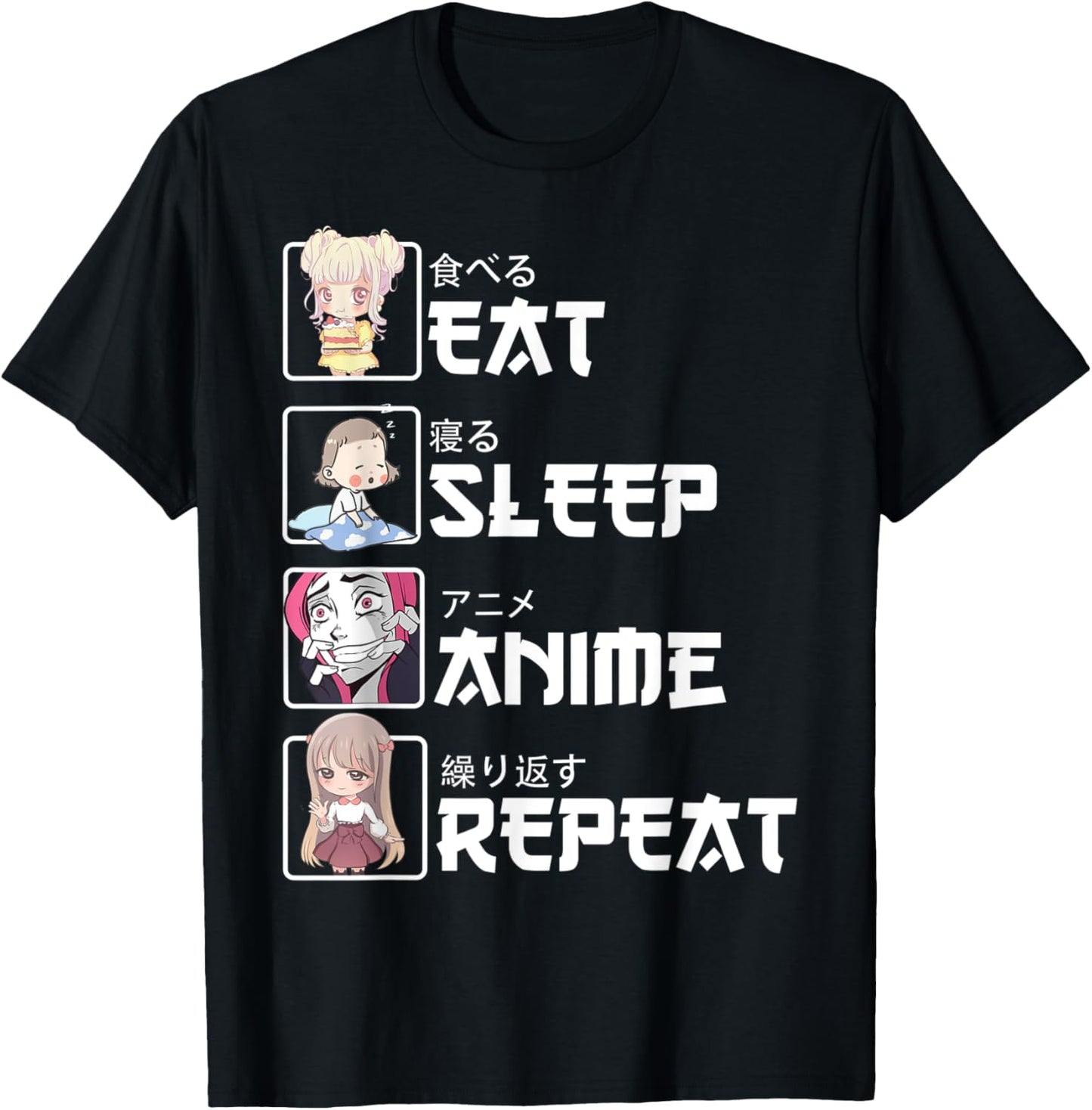 Kawaii Eat Sleep Anime Repeat - Cute Chibi Anime