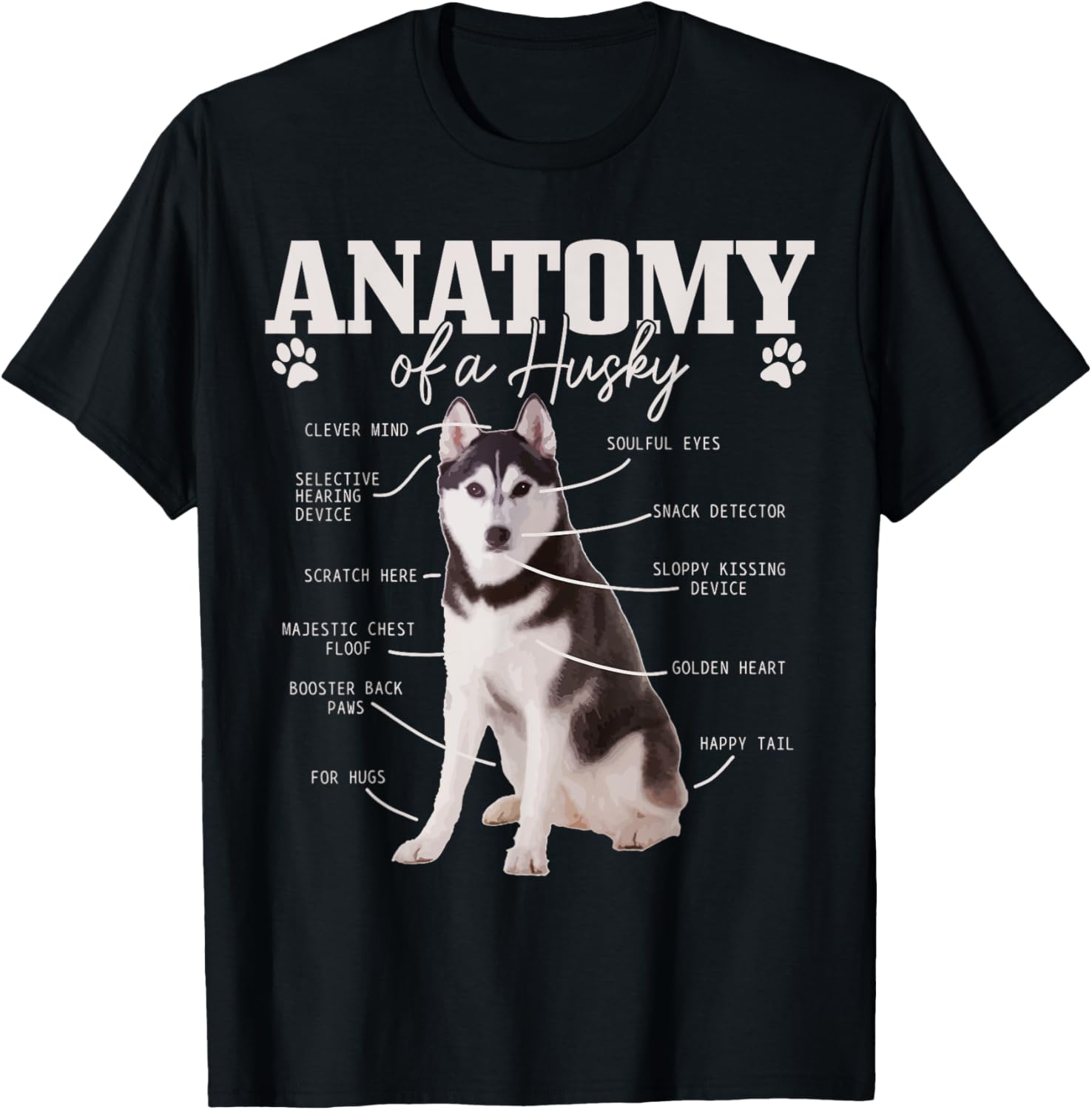 Anatomy Of A Siberian Husky Funny Cute Dog Husky Mom Dad T-Shirt