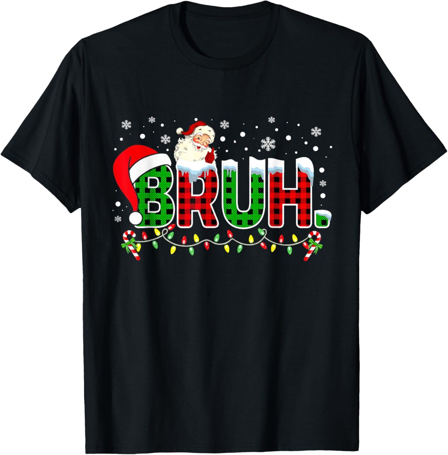 Bruh Funny Christmas Red Green Plaid Teens Boys Xmas Pajamas