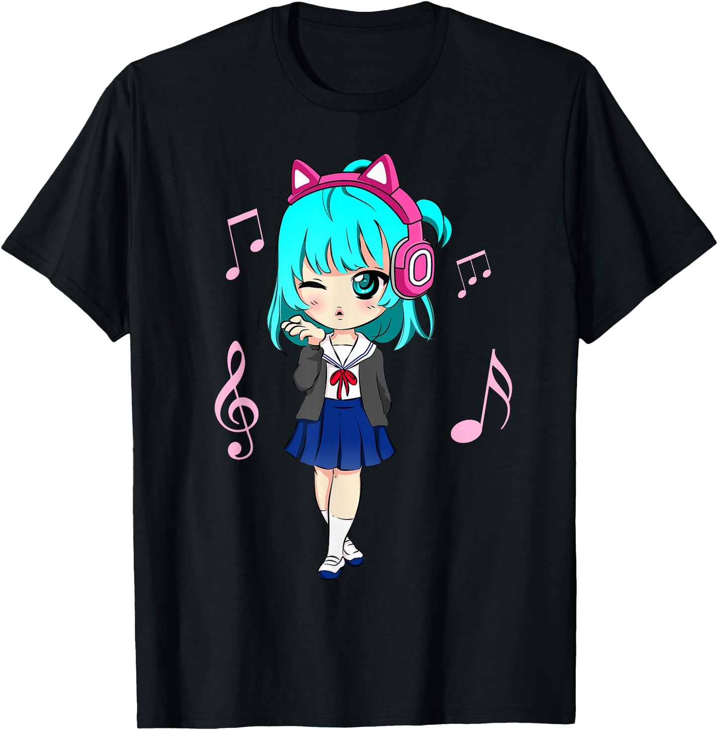 funny Anime and Music Girl for Teen chibi graphic Anime girl