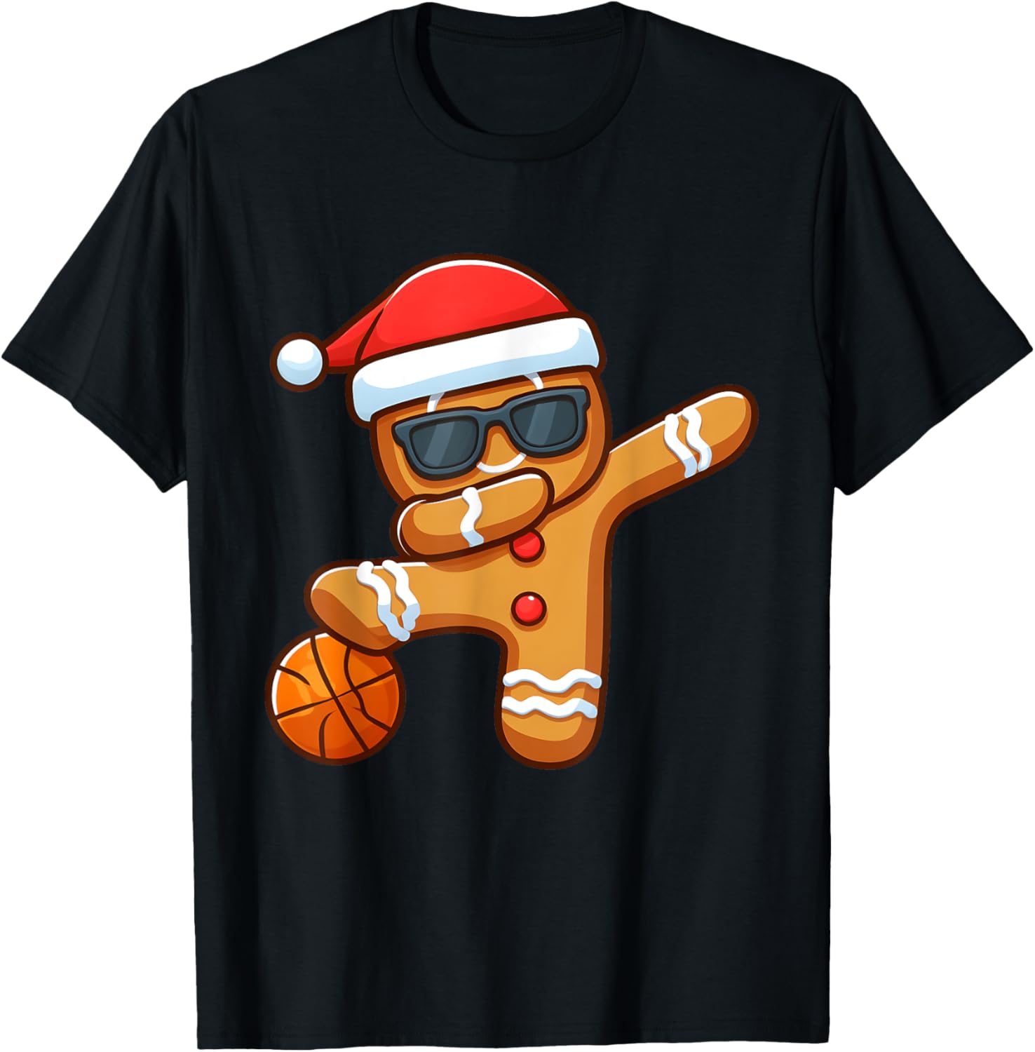 Funny Santa Dabbing Gingerbread Basketball Christmas Pajama