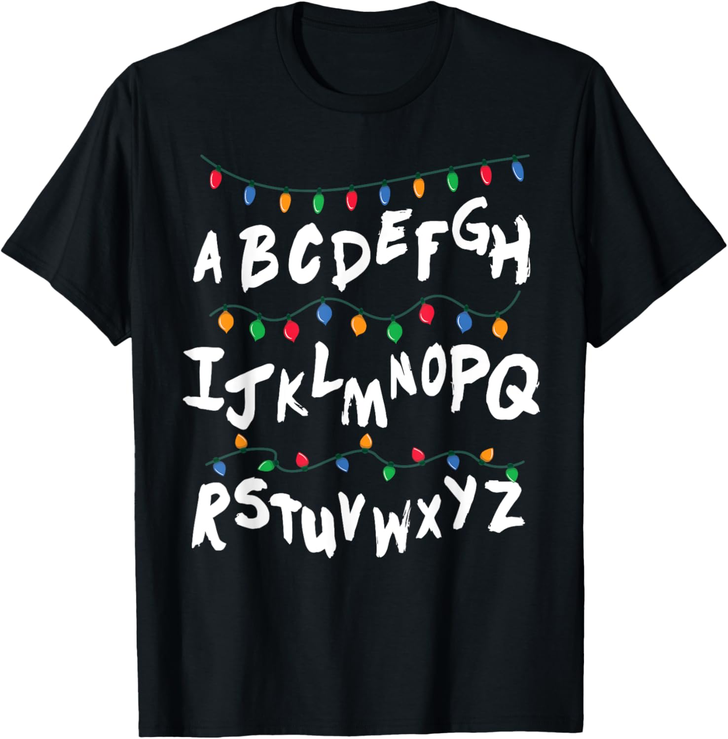 Alphabet Christmas Lights T shirt Stranger Tee Gift T-Shirt
