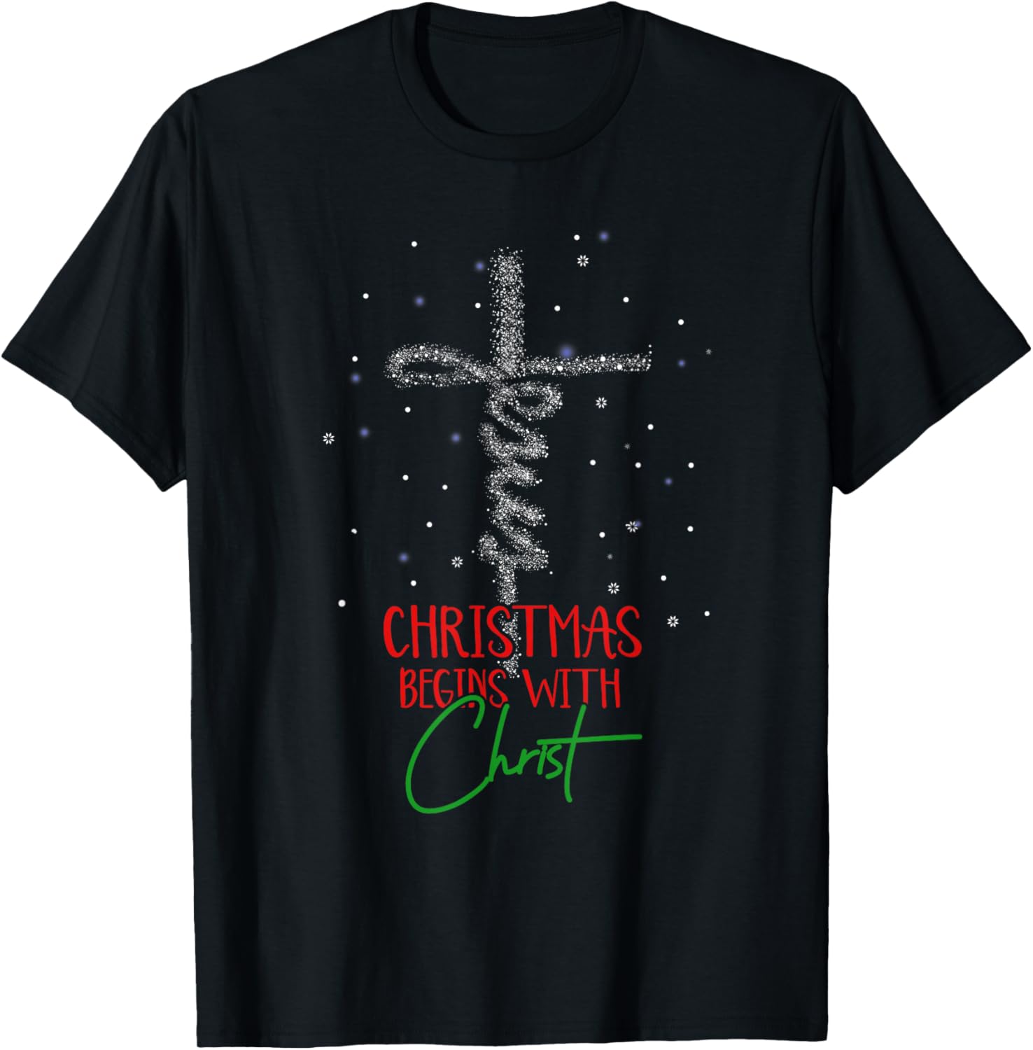 Christmas Begins With Christ Snowman Christian Religious T-Shirt