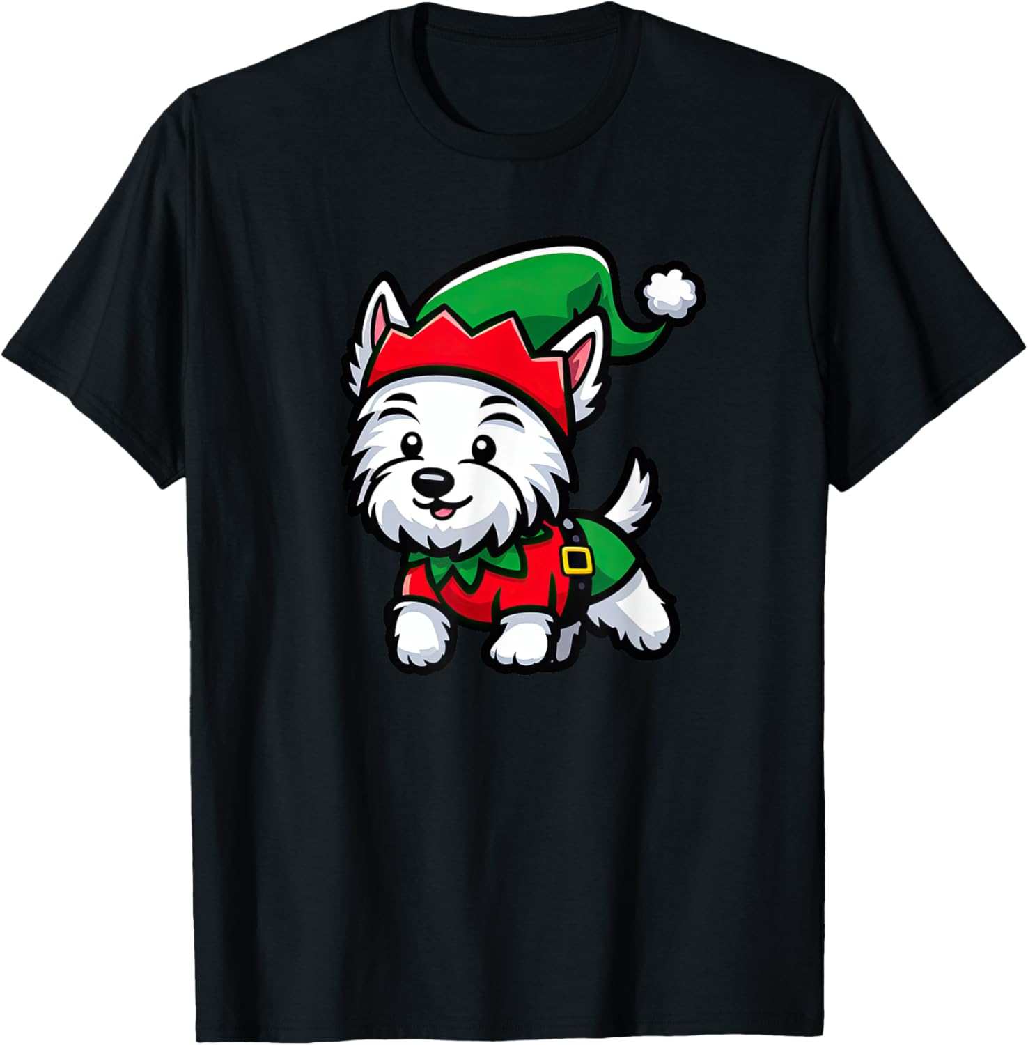 West Highland White Terrier Christmas Elf Funny Dog Xmas T-Shirt for Men Women Kids