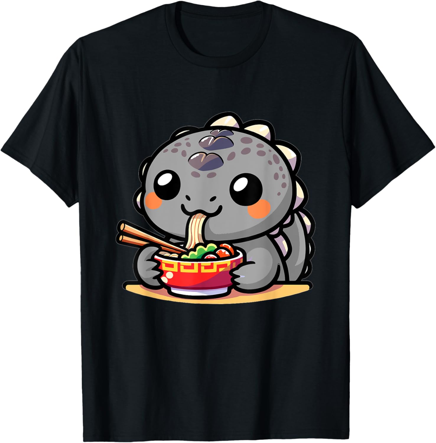 Cute Japanese Kawaii Chibi Komodo Dragon Eating Ramen