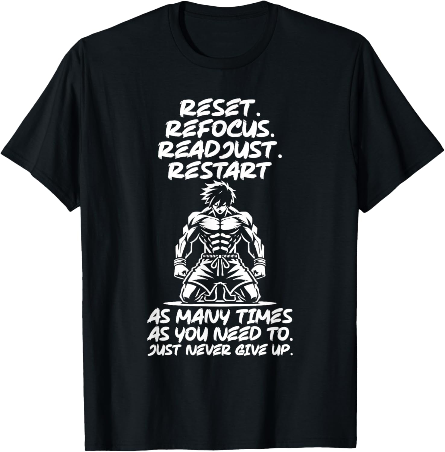 Reset Refocus Readjust, Anime Gym Workout Fitness Motivation