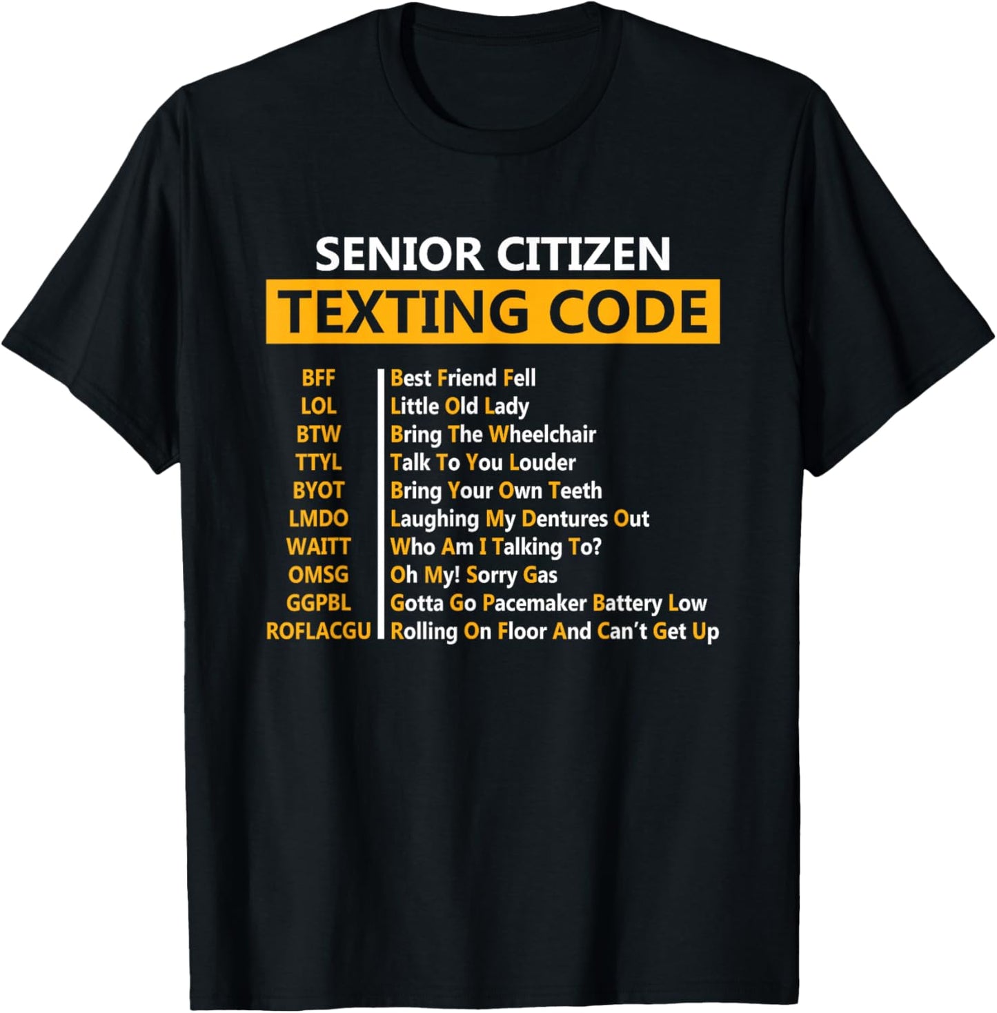 Funny Senior Citizen's Texting Code Design Gift for Grandpa
