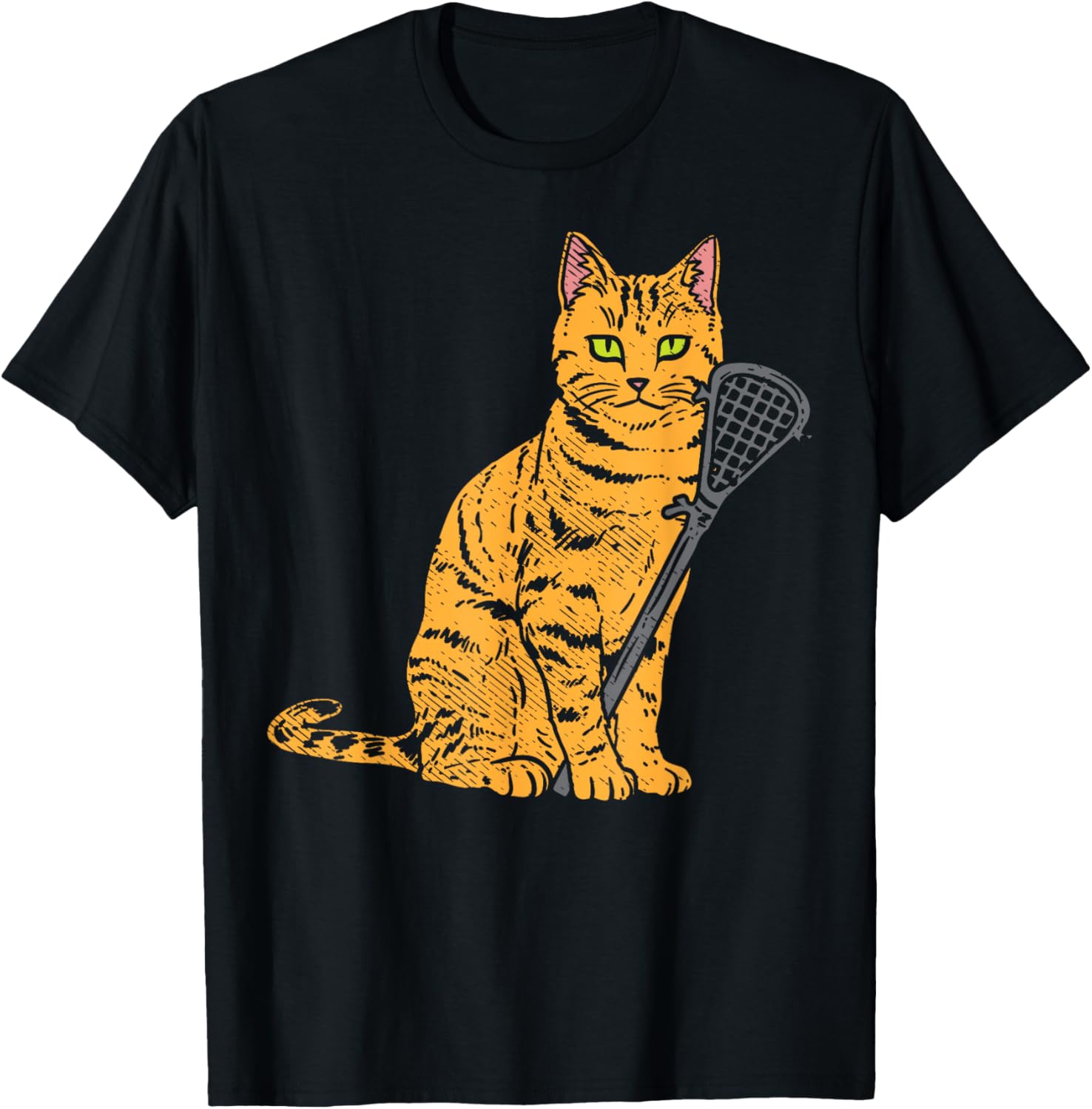Cat Lacrosse Stick Cute Animal Pet Lax Player Coach Gift T-Shirt for Men Women Kids