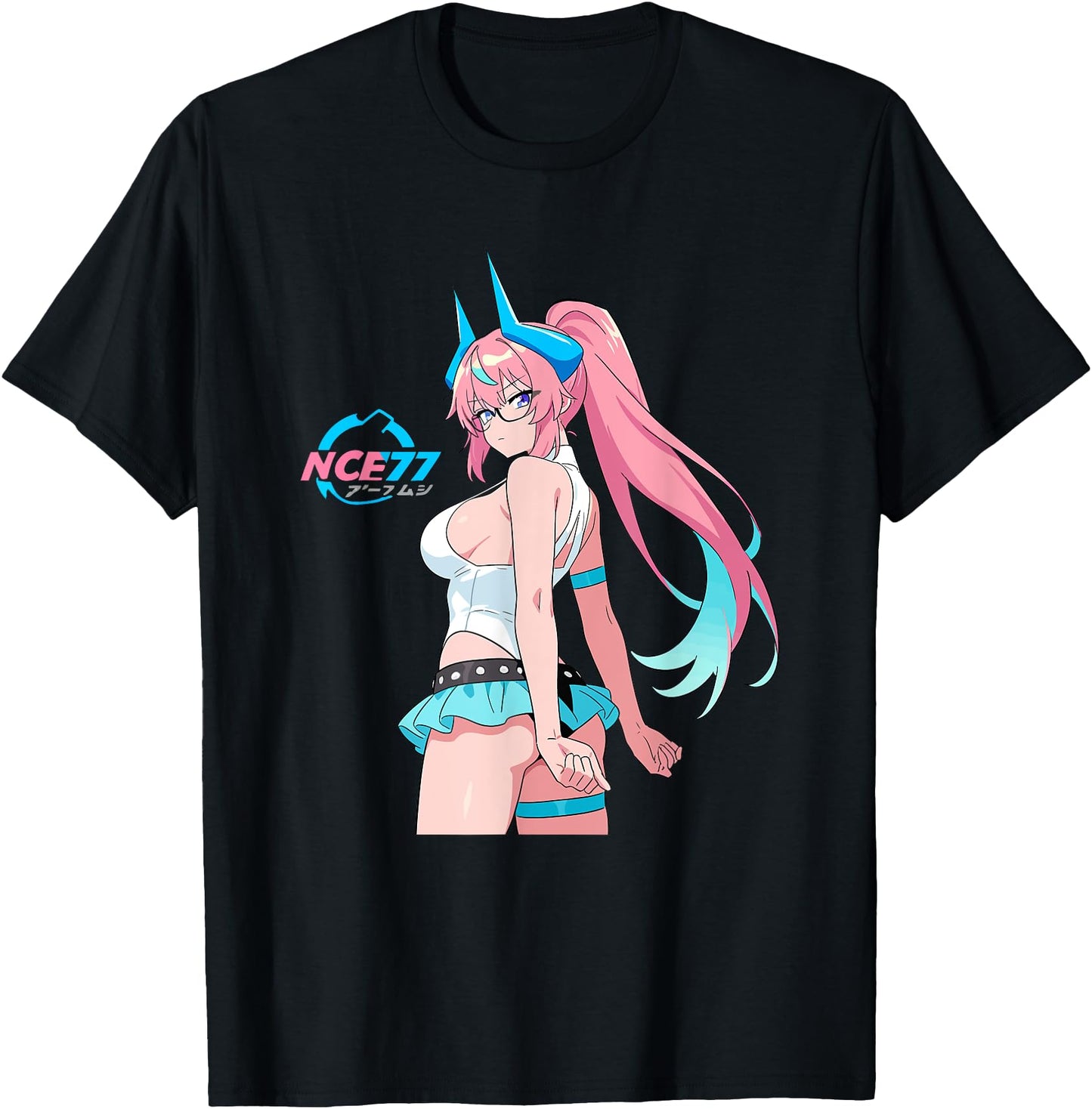 Waifu Sexy Anime Girl Horns Mini Skirt Japanese Retro Art