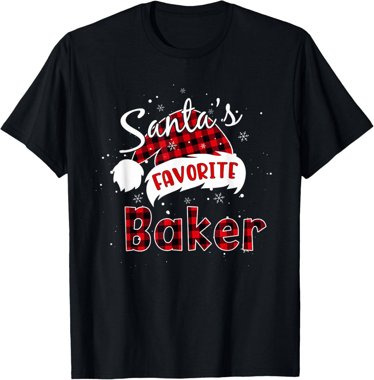 Funny Santa's Favorite Baker Christmas Plaid Buffalo Xmas