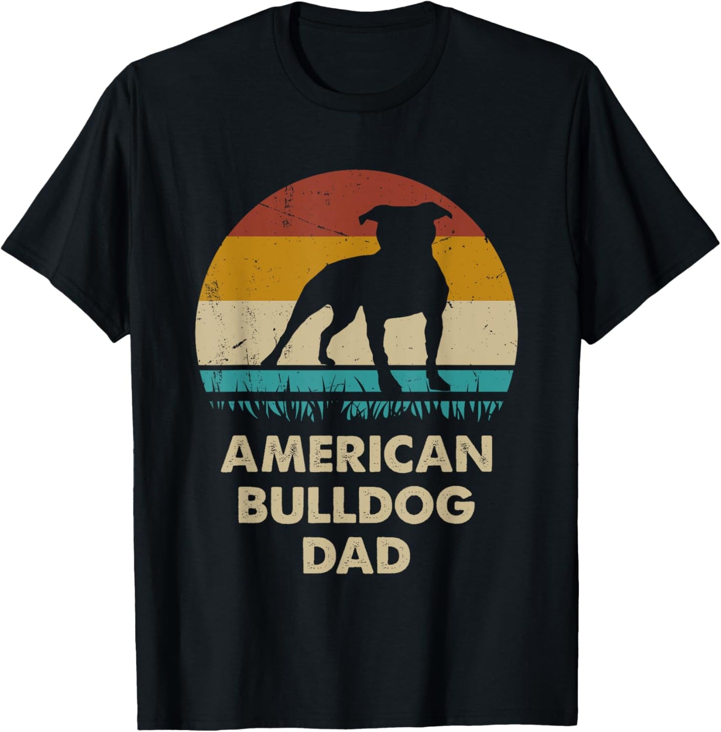 American Bulldog Dad Gift For Men Bulldog Lovers Vintage T-Shirt