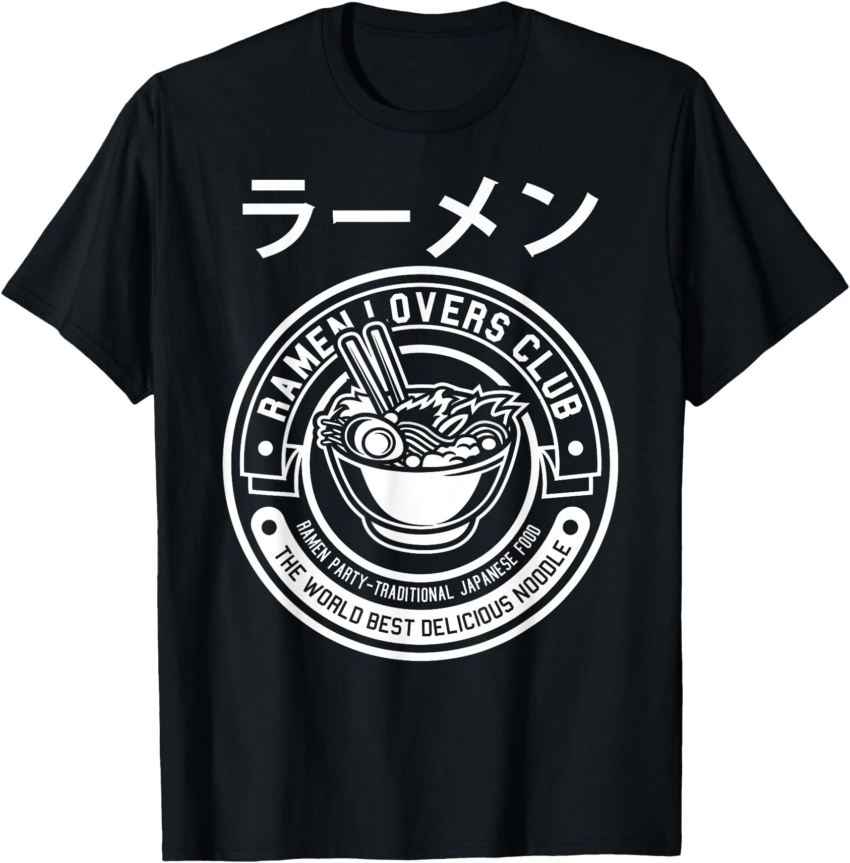 MAD LABS TEES Ramen Noodle T-Shirt, Cool Ramen Lovers Club, Japanese Anime T-Shirt, Black, Small