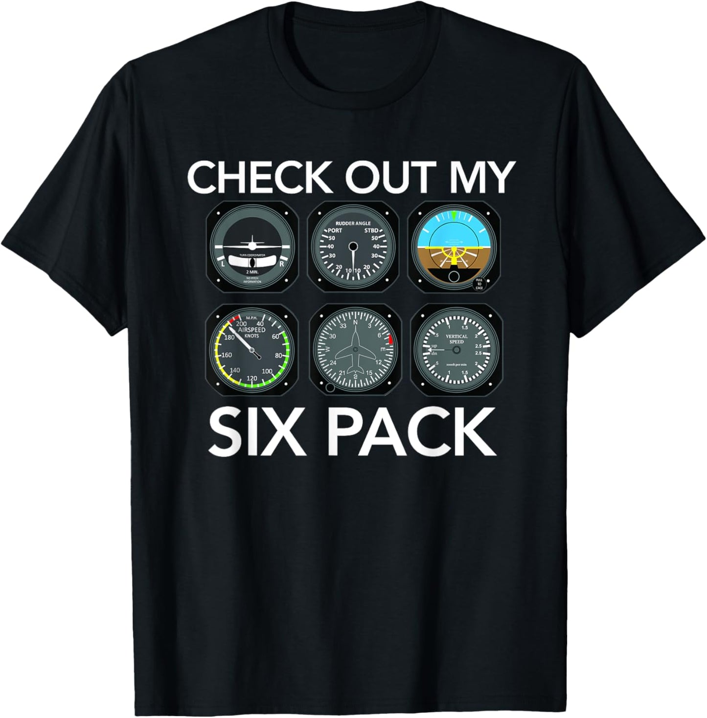 Check Out My Six Pack Funny Aviation Pilot Flying Xmas Gift T-Shirt