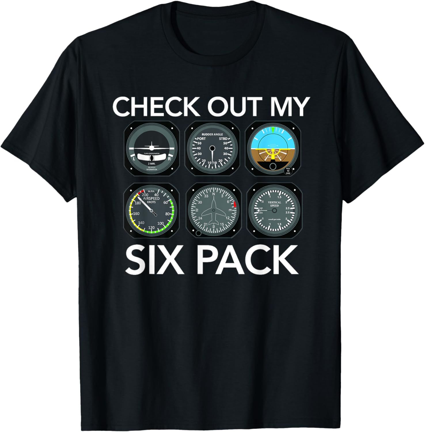 Check Out My Six Pack Funny Aviation Pilot Flying Xmas Gift T-Shirt