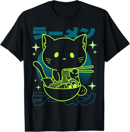 Anime Ramen Cat Japanese Retro Noodles Aesthetic Kawaii Cat