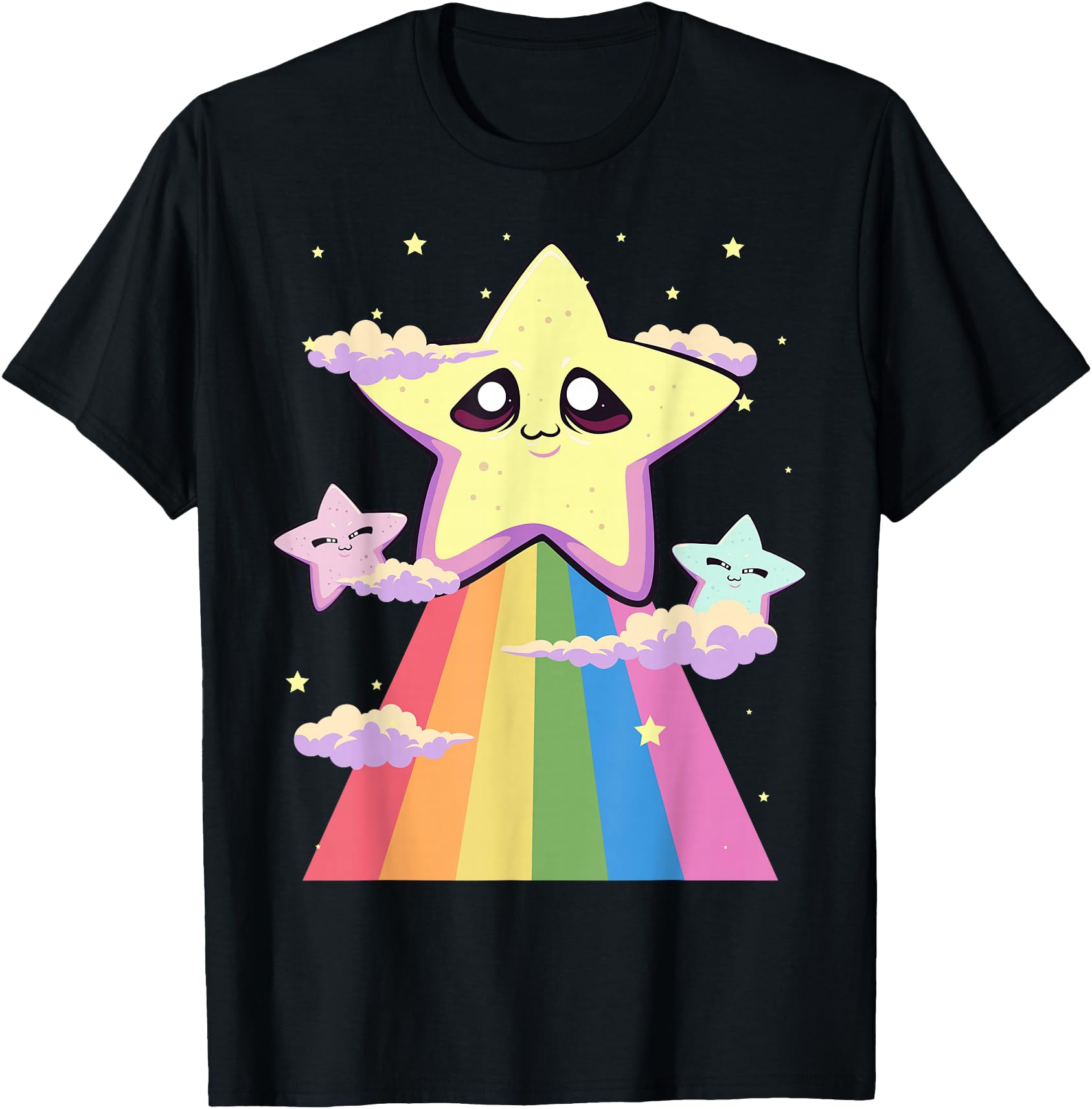 Pastel Goth Kawaii Sad Chibi Stars and Rainbow