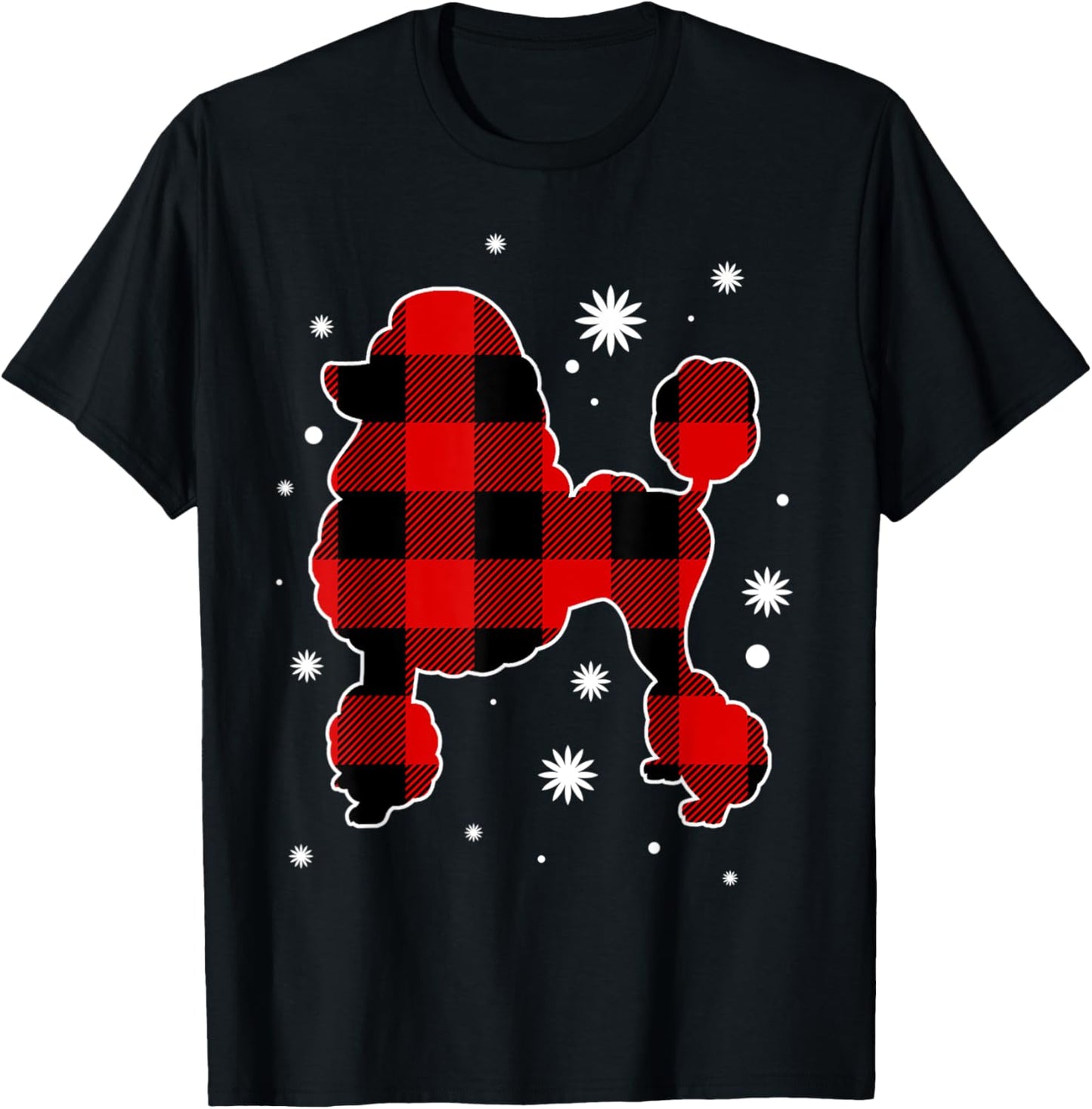 Poodle Christmas Pajama Dog Buffalo Plaid Xmas T-Shirt for Men Women Kids