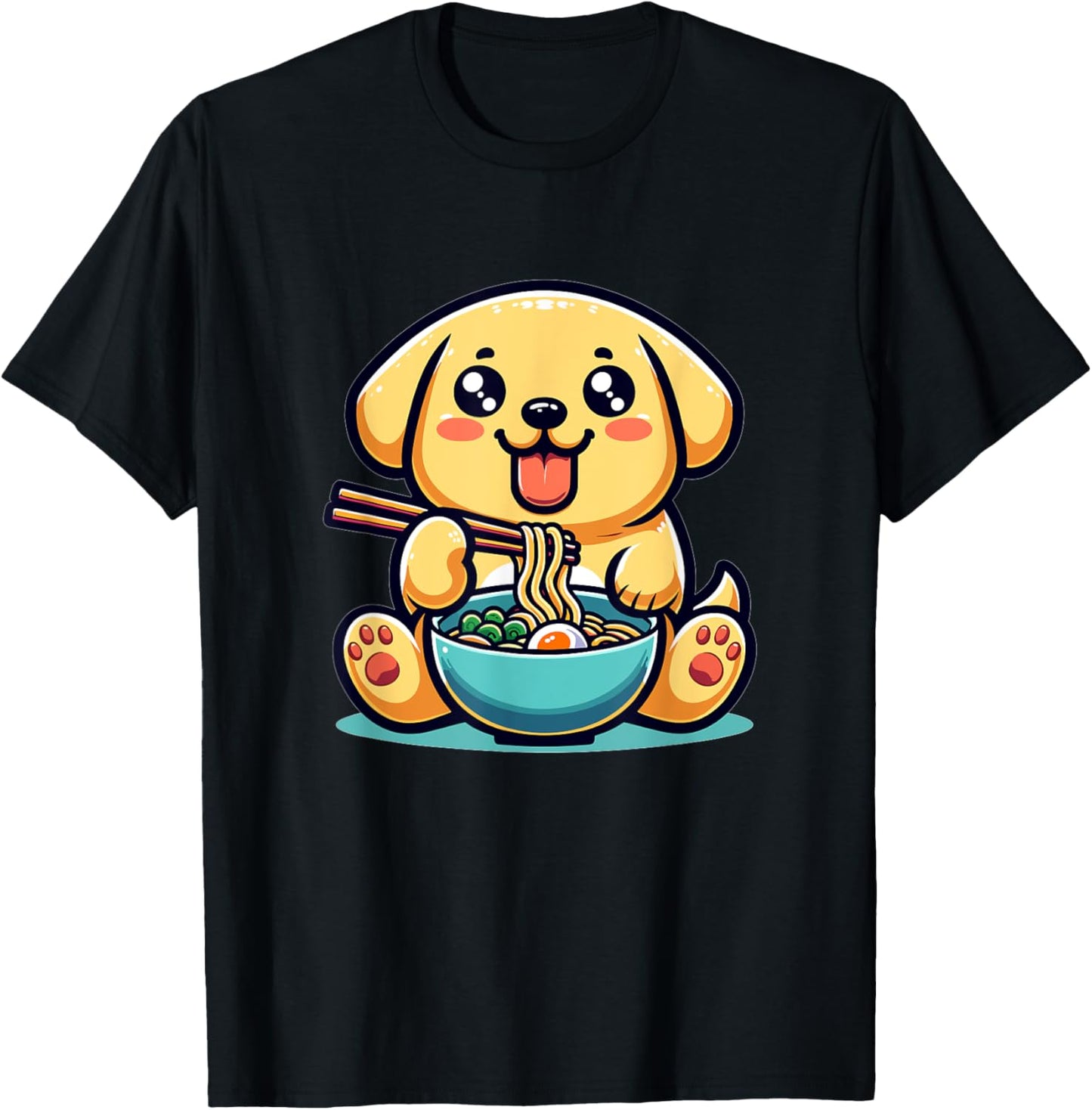 Cute Japanese Kawaii Chibi Labrador Retriever Eating Ramen