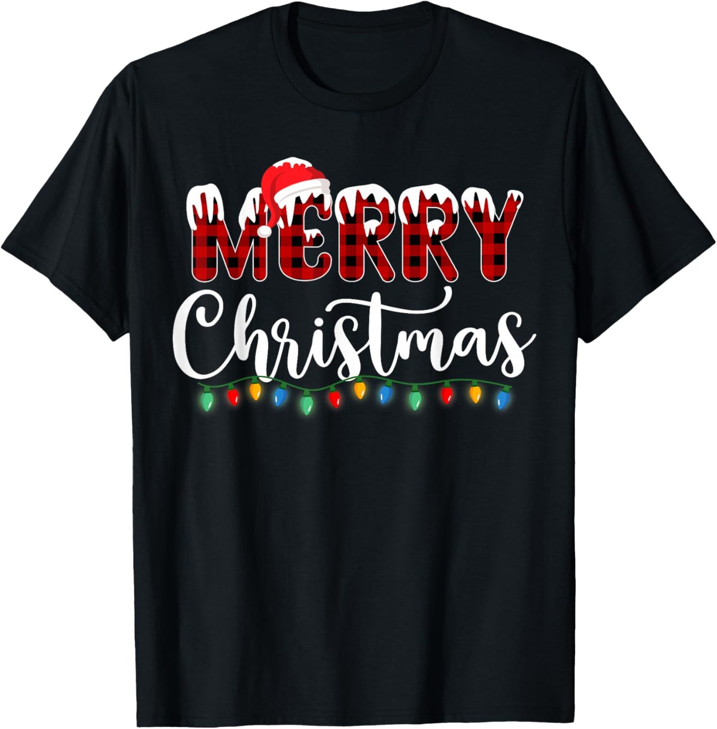 Merry Christmas Lights Santa Hat Xmas Family Matching Pajama