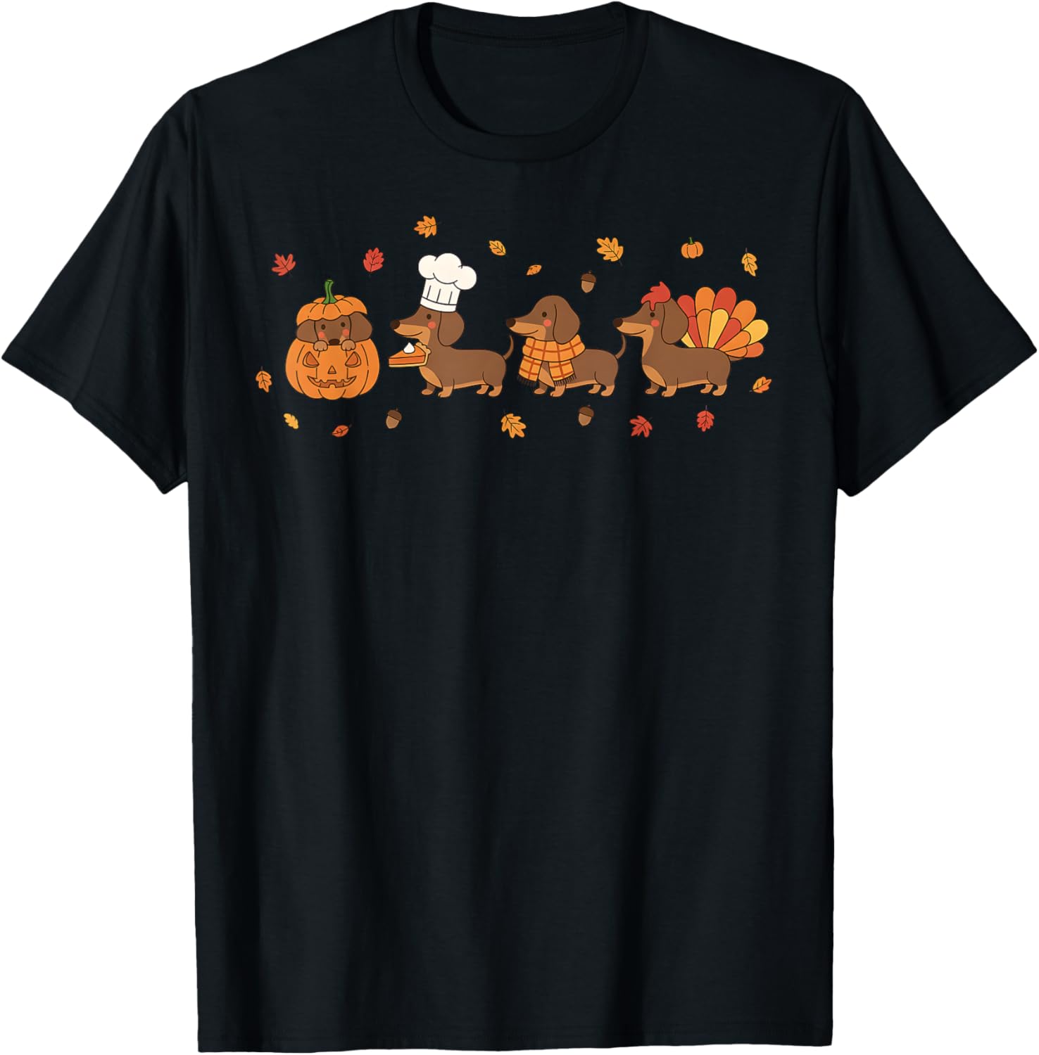 Dachshund Dog Pumpkin Pie Turkey Men Women Kid Thanksgiving