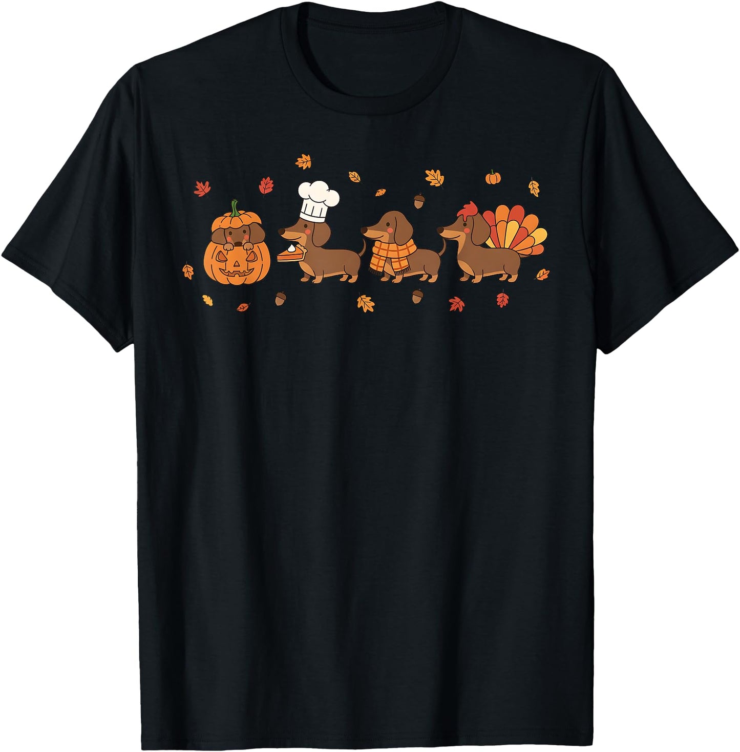 Dachshund Dog Pumpkin Pie Turkey Men Women Kid Thanksgiving