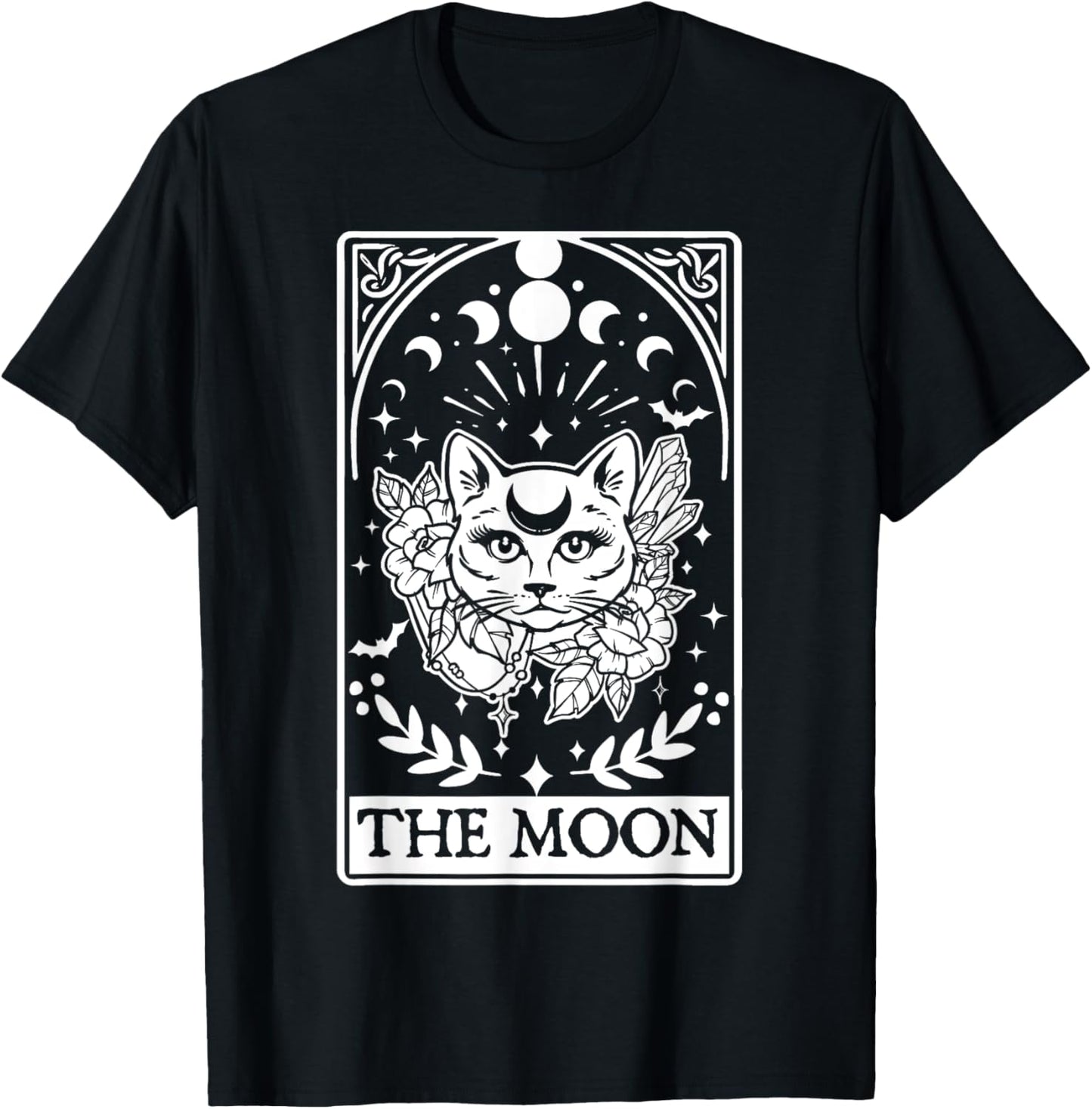 Cat Tarot Card The Moon Cat Lovers Moon Tarot Card T-Shirt