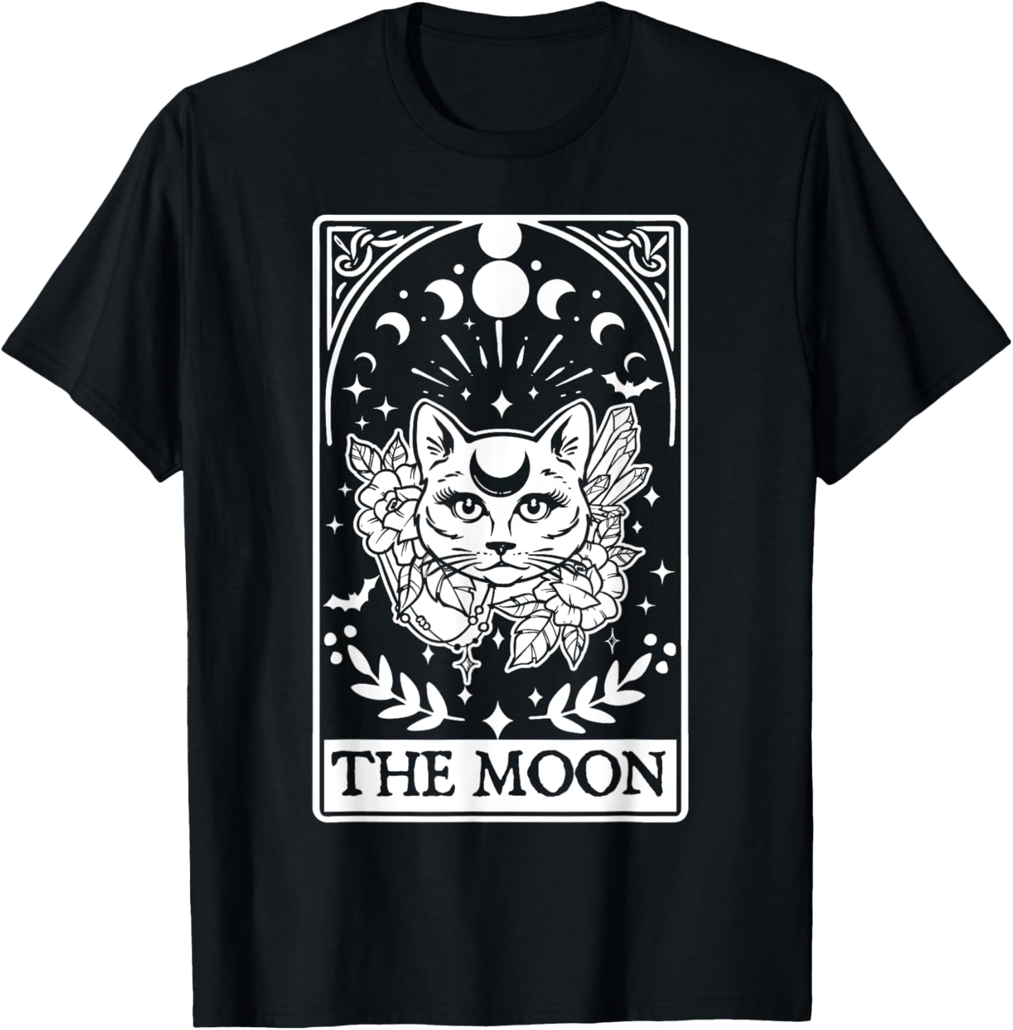 Cat Tarot Card The Moon Cat Lovers Moon Tarot Card T-Shirt